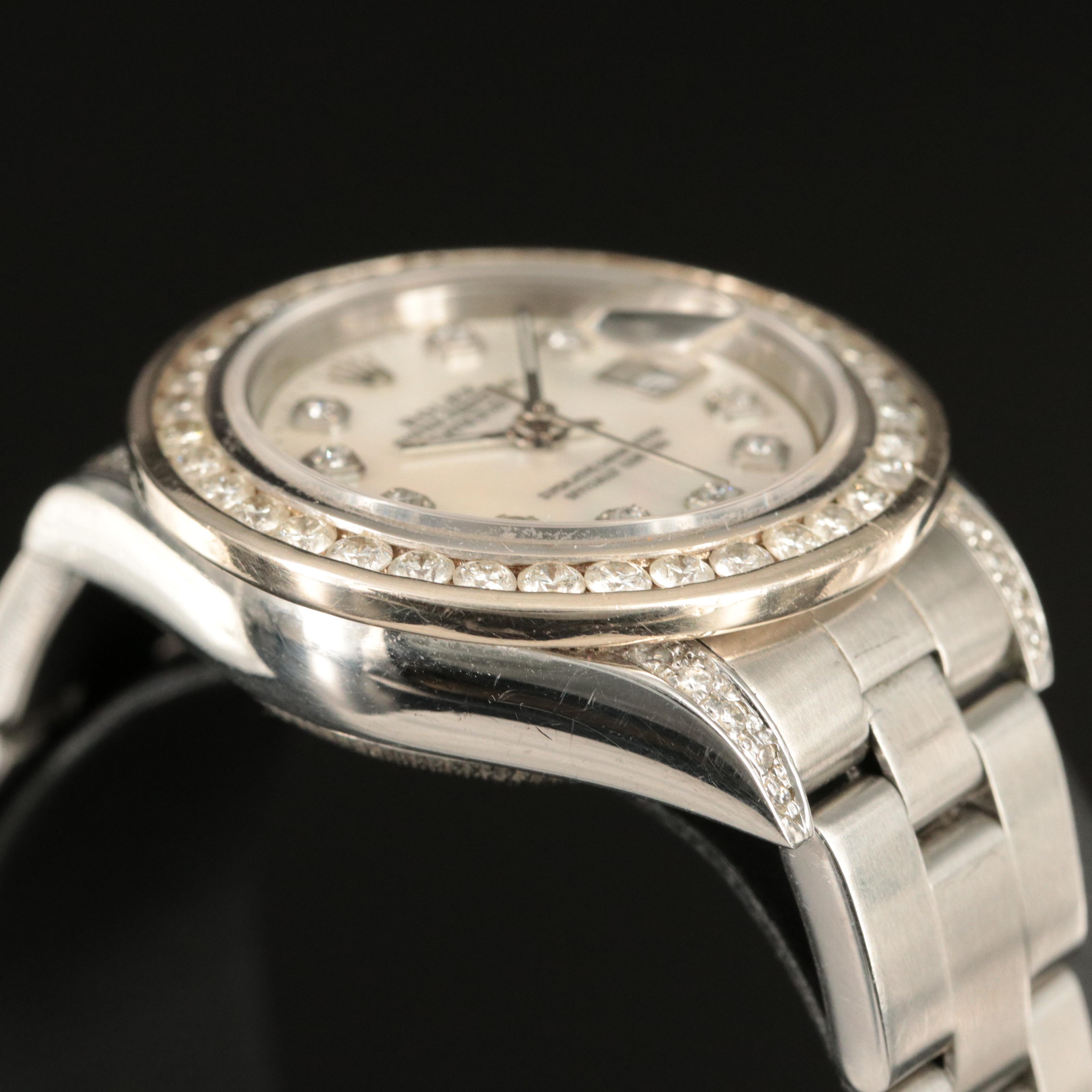 2004 Rolex 1.34 CTW Custom Diamond Dial Datejust Watch