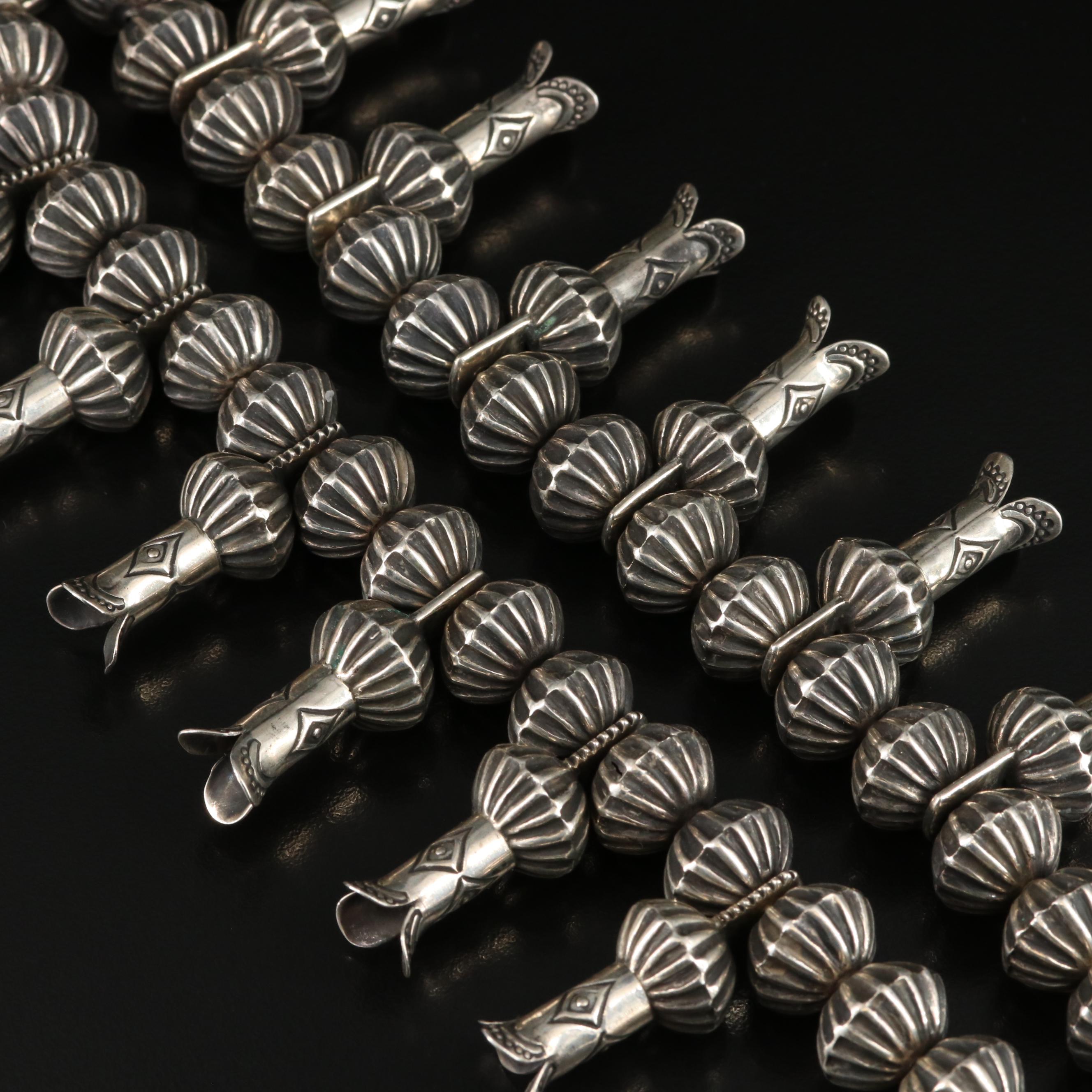 Eugene Hale Navajo Diné Sterling Turquoise Squash Blossom Necklace