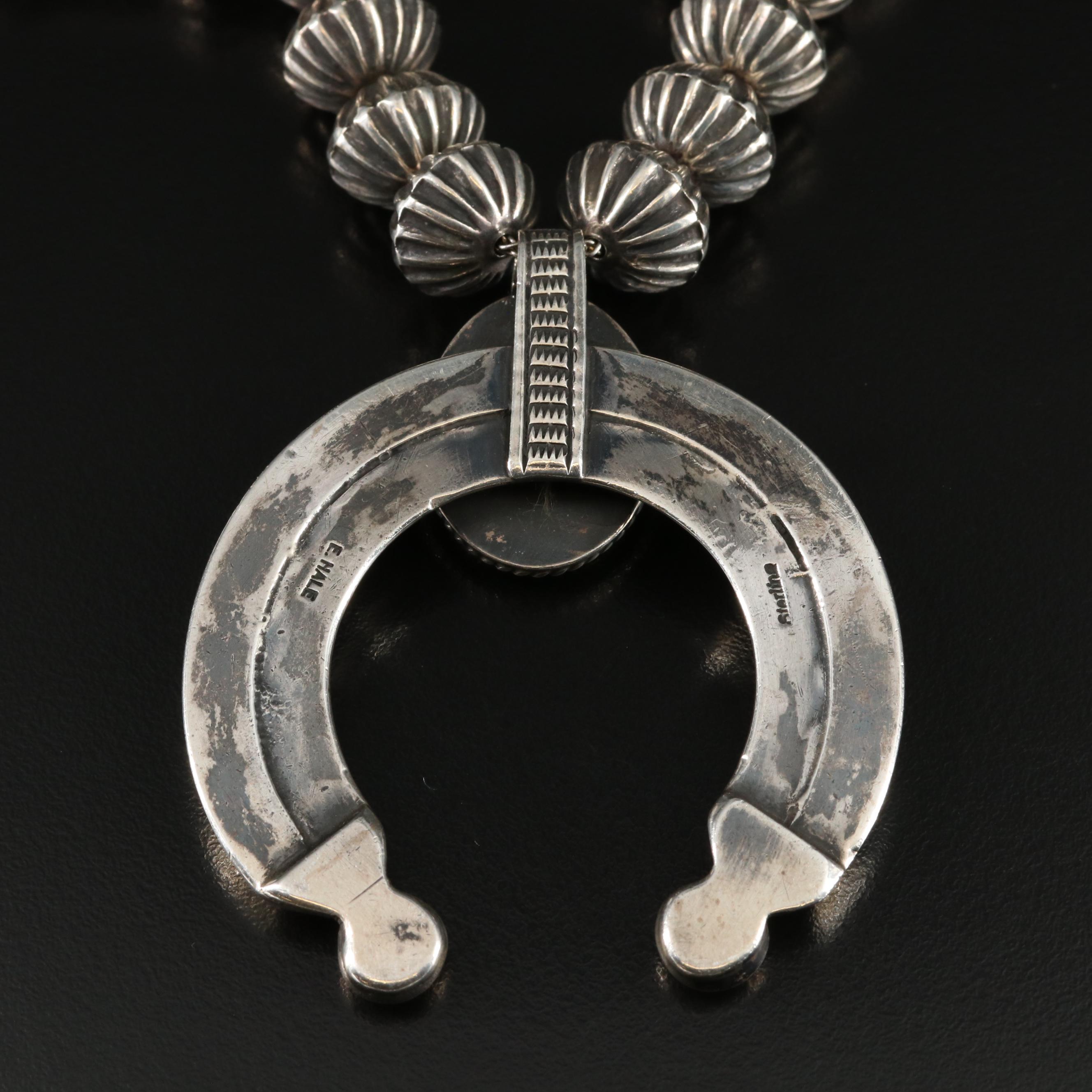 Eugene Hale Navajo Diné Sterling Turquoise Squash Blossom Necklace