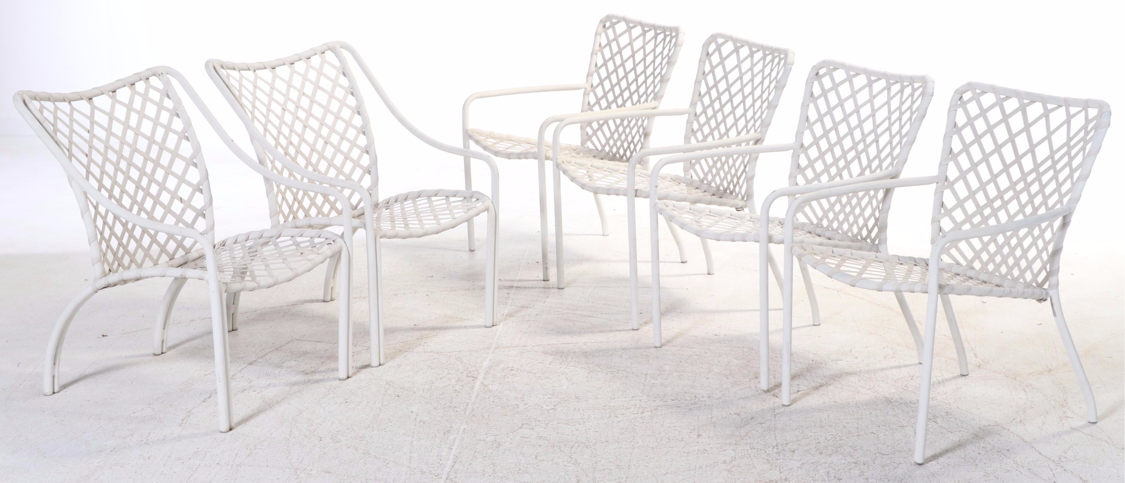 Seven-Piece Brown Jordan Powder-Coated Aluminum and Glass Top Dining Set