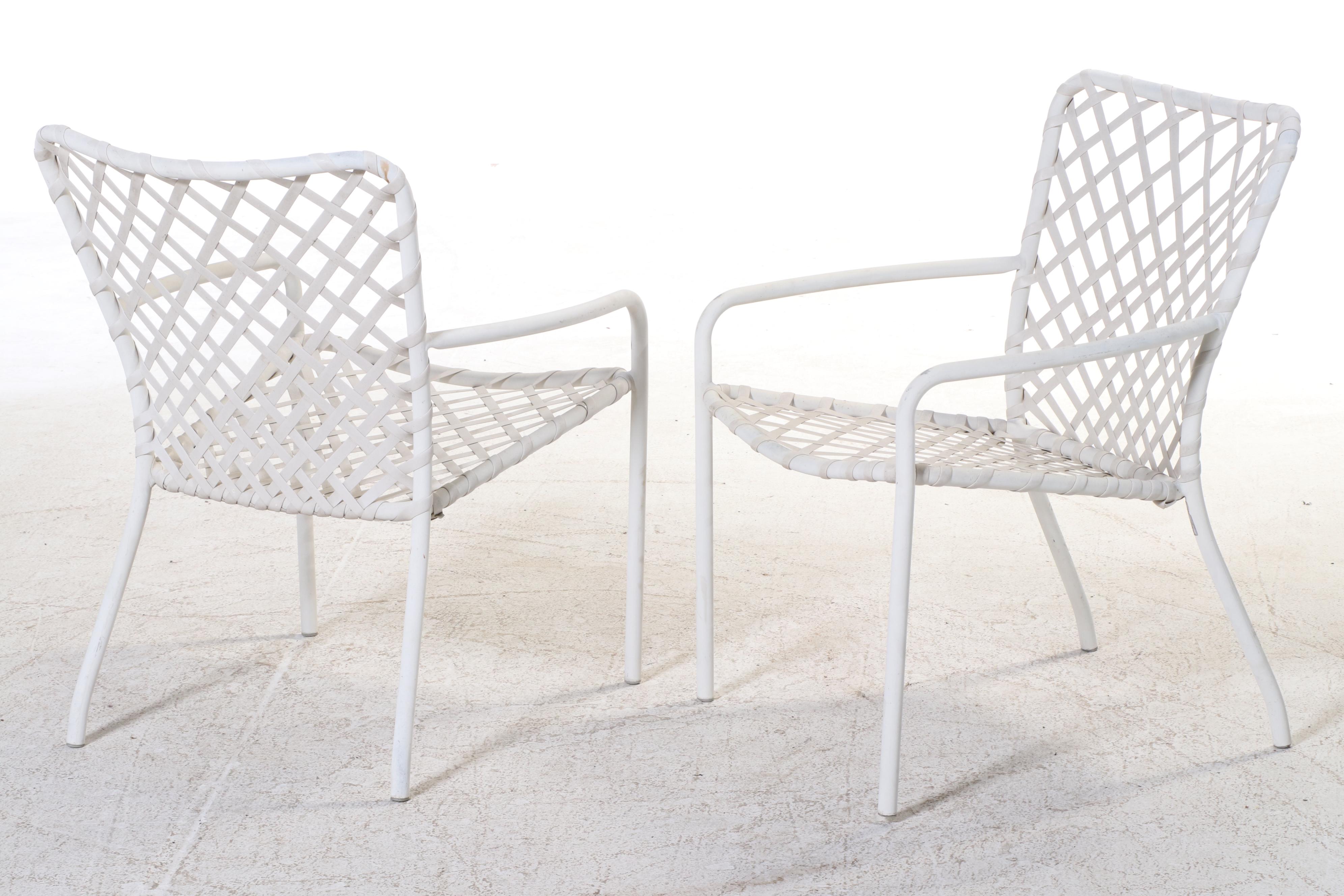 Seven-Piece Brown Jordan Powder-Coated Aluminum and Glass Top Dining Set