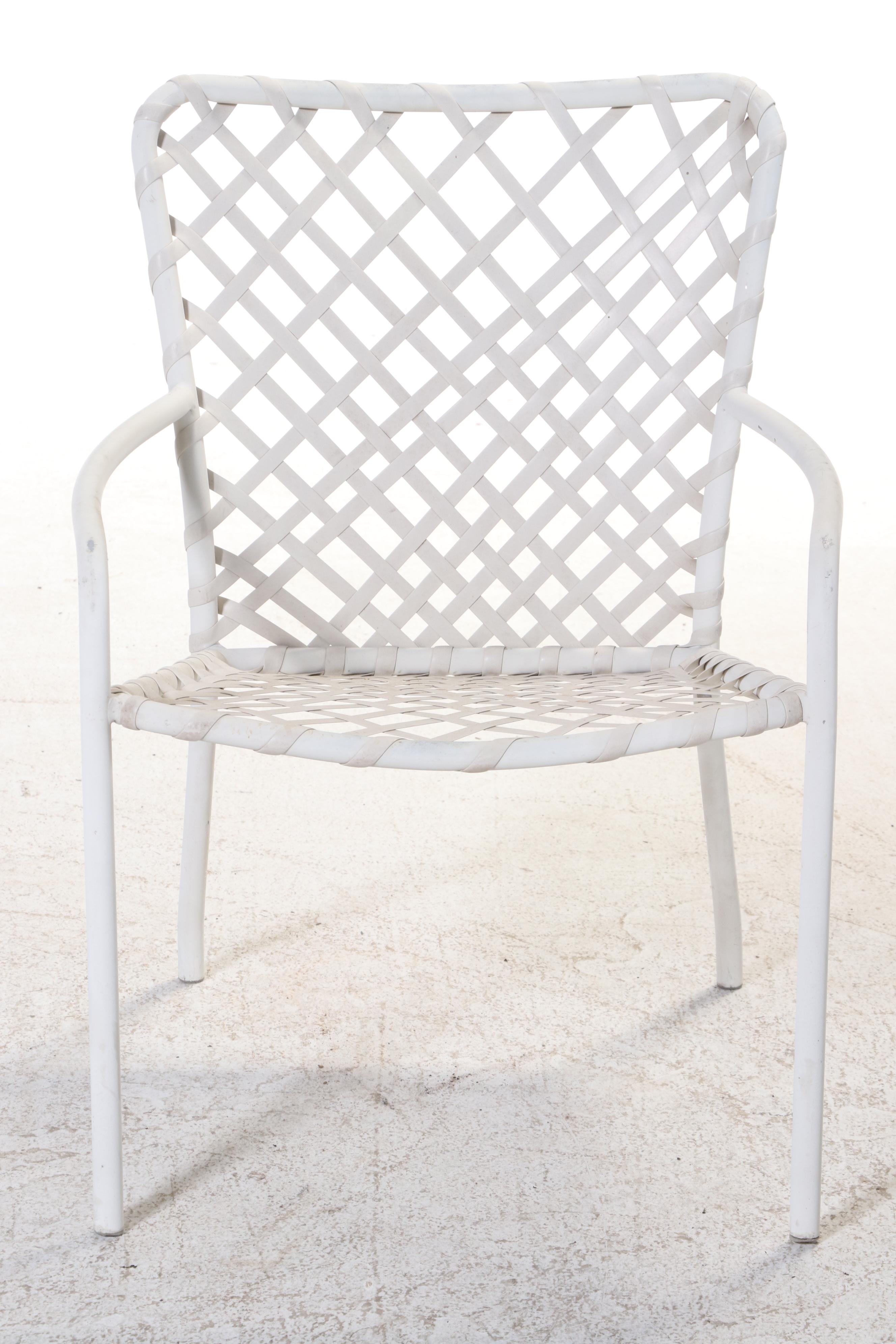 Seven-Piece Brown Jordan Powder-Coated Aluminum and Glass Top Dining Set