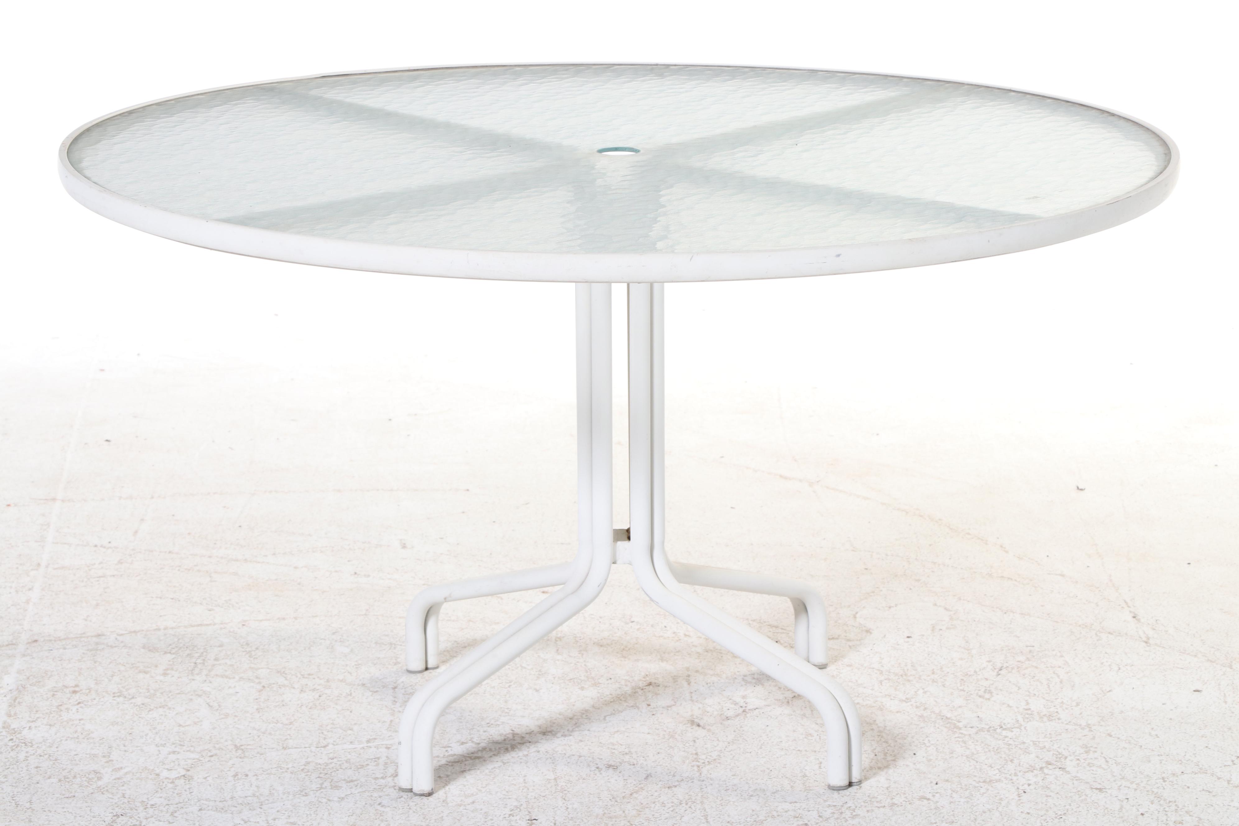 Seven-Piece Brown Jordan Powder-Coated Aluminum and Glass Top Dining Set