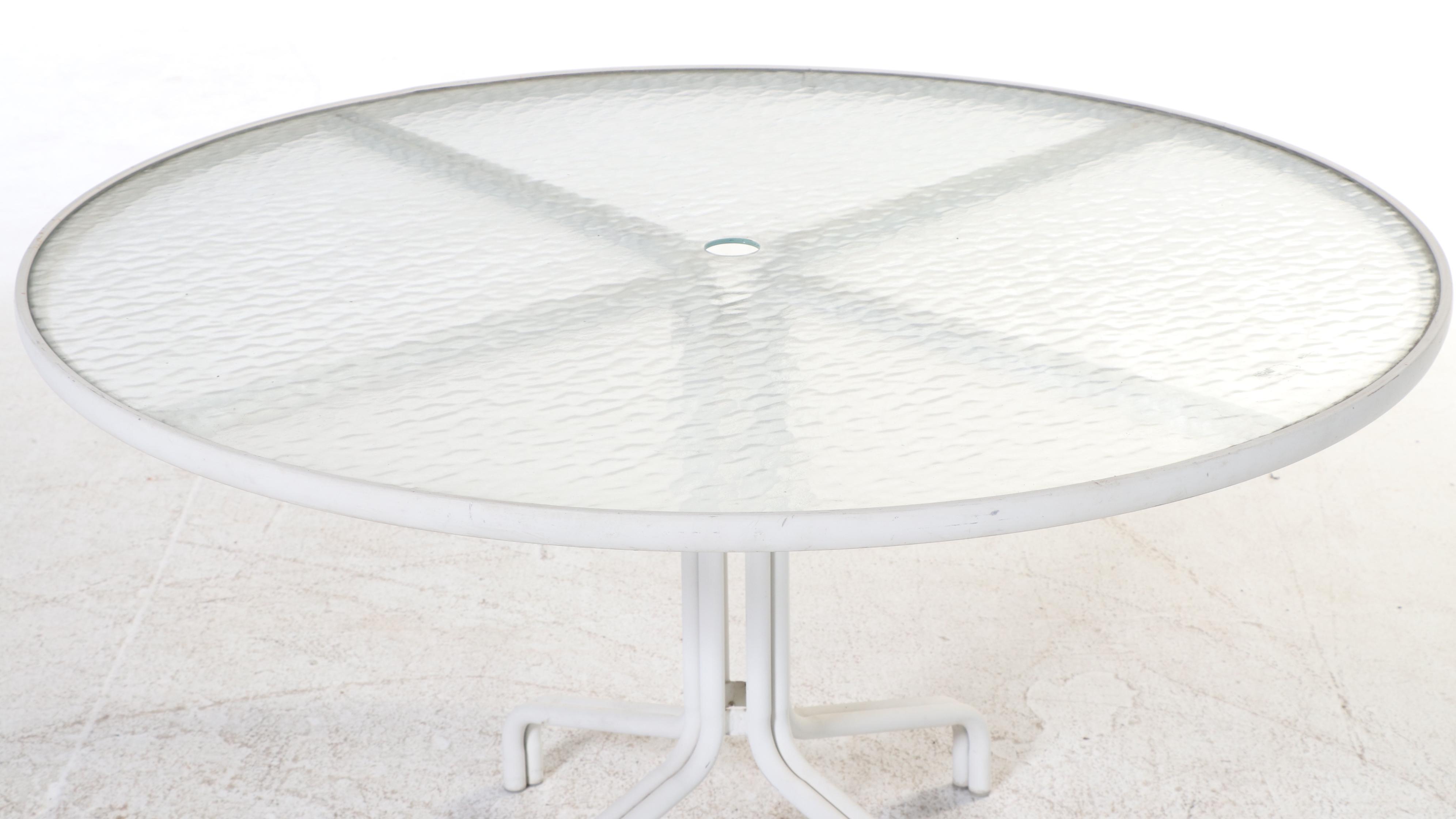 Seven-Piece Brown Jordan Powder-Coated Aluminum and Glass Top Dining Set