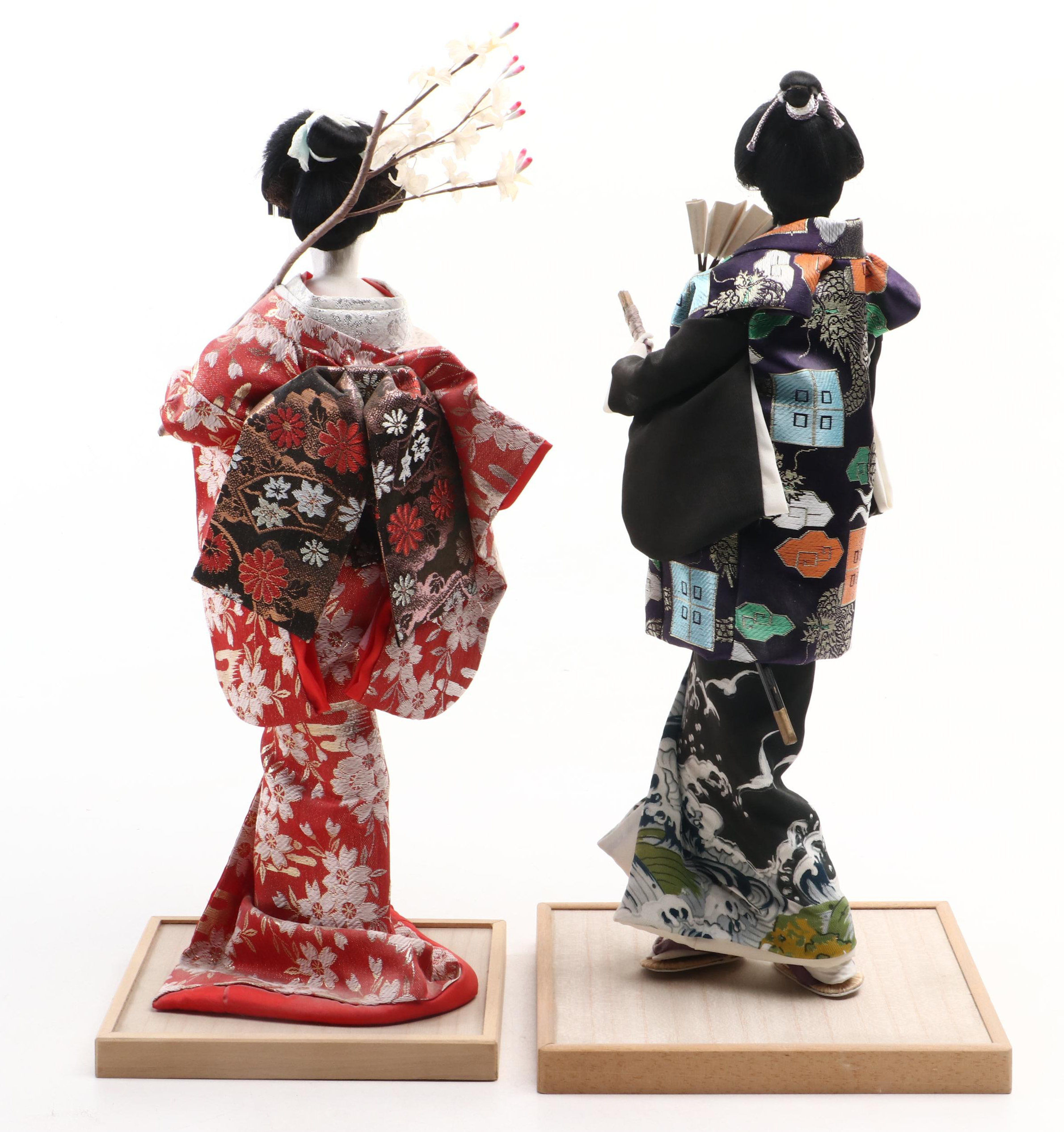 Japanese Kyugetsu "Waka-Shu" and Fan Dancer Dolls