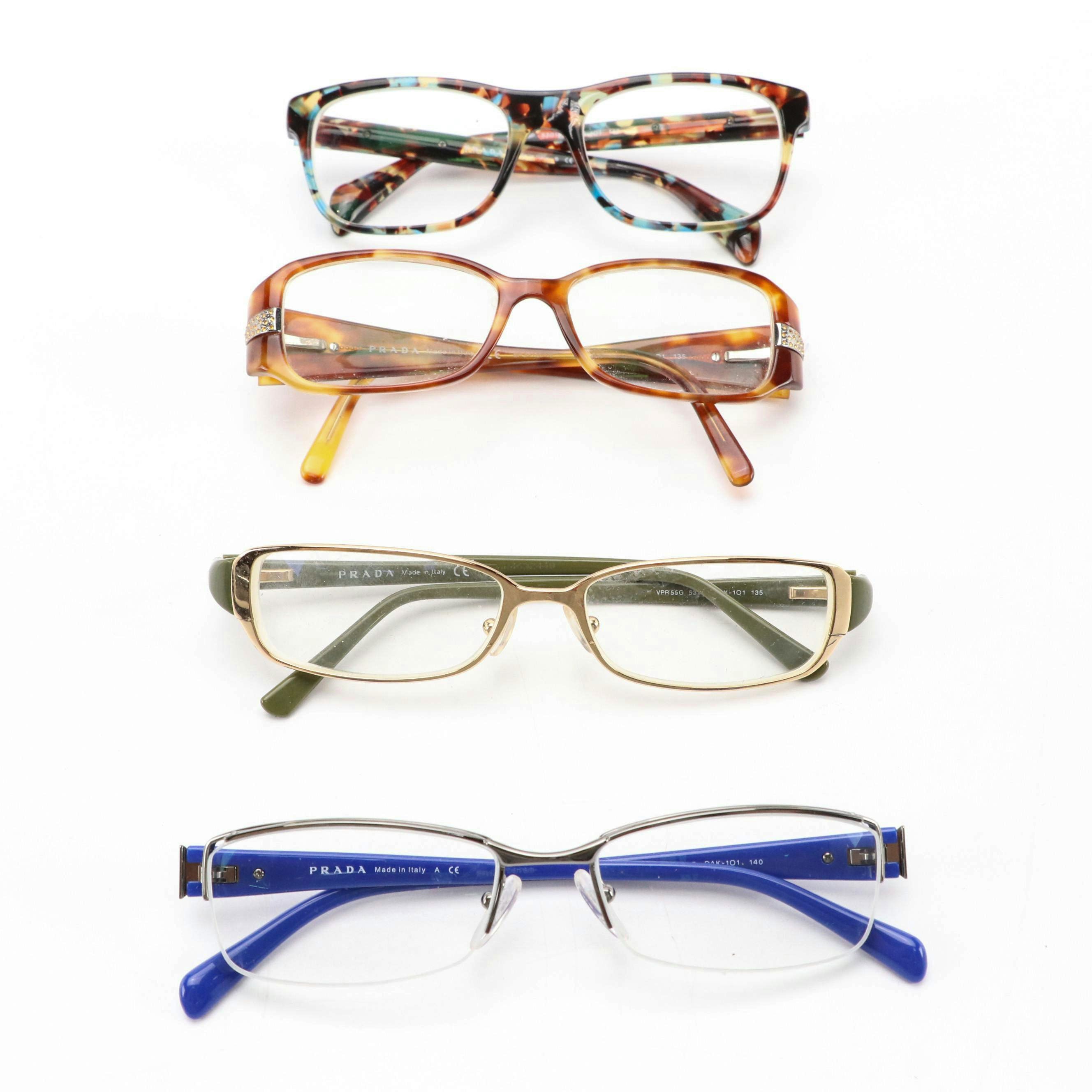 Prada VPR 19P, 19H, 53N, and 55G Prescription Eyeglasses with Cases