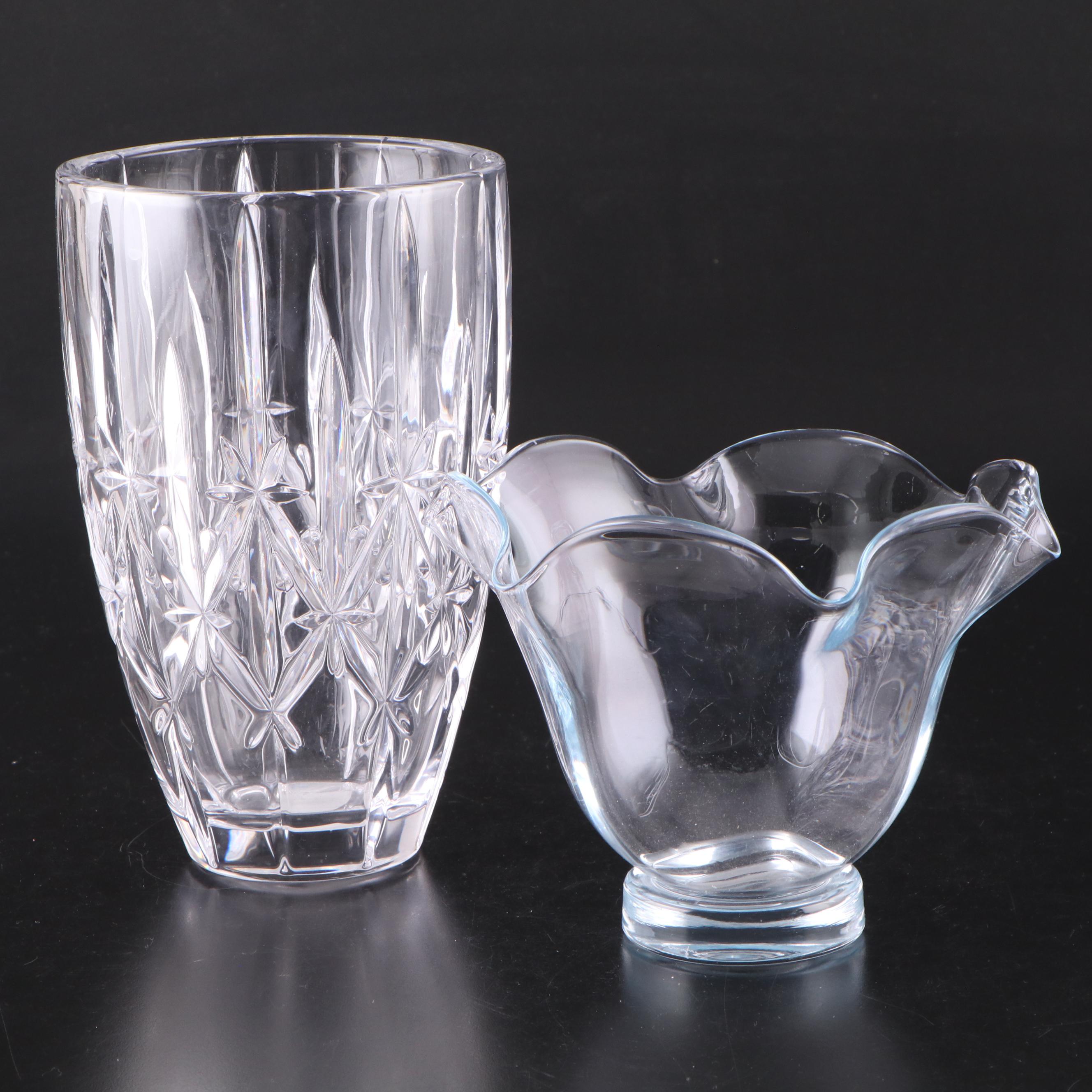 Marquis by Waterford "Sparkle" Crystal Vase and Orrefors Glass Bowl