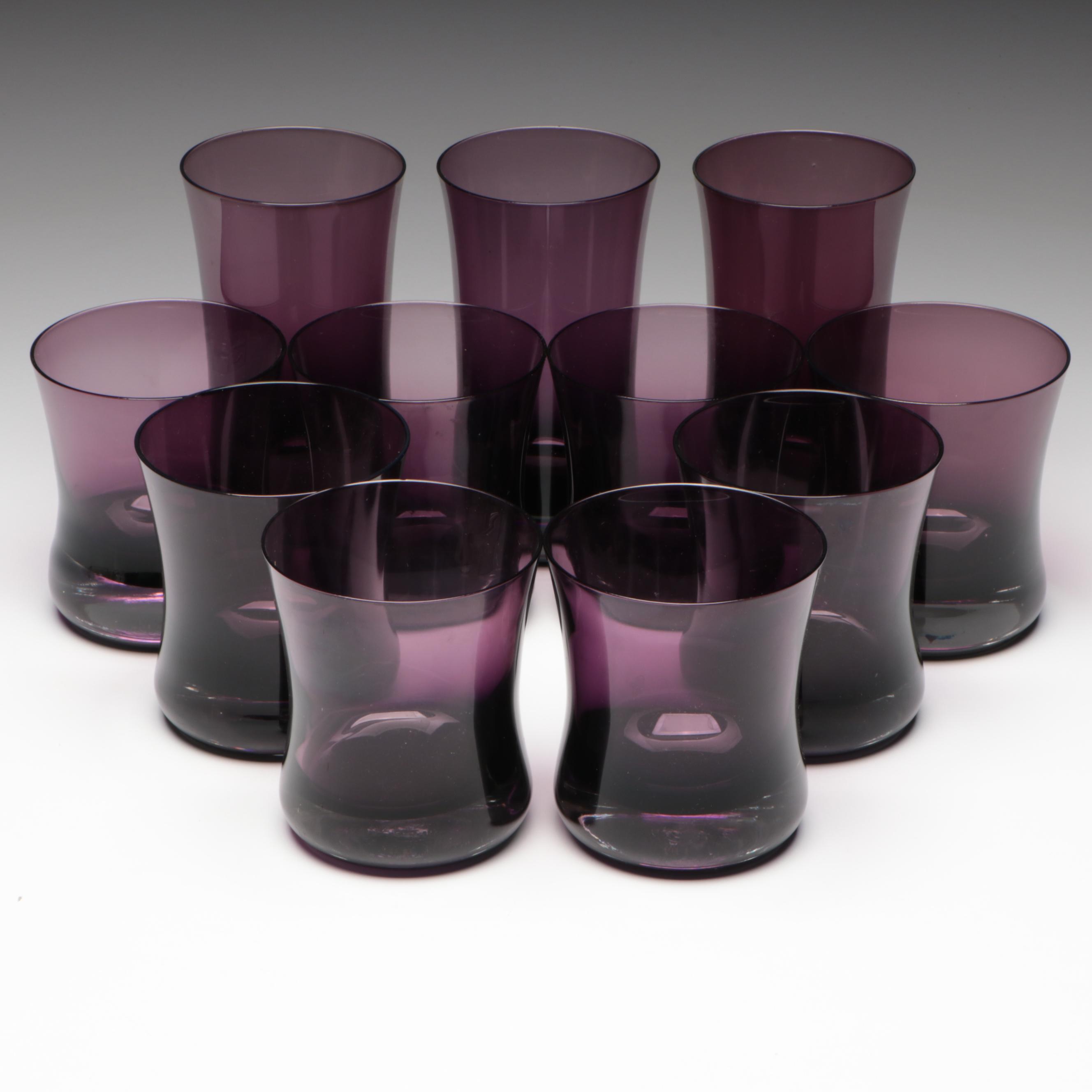 Smoked Purple Highball and Double Old Fashioned Glasses