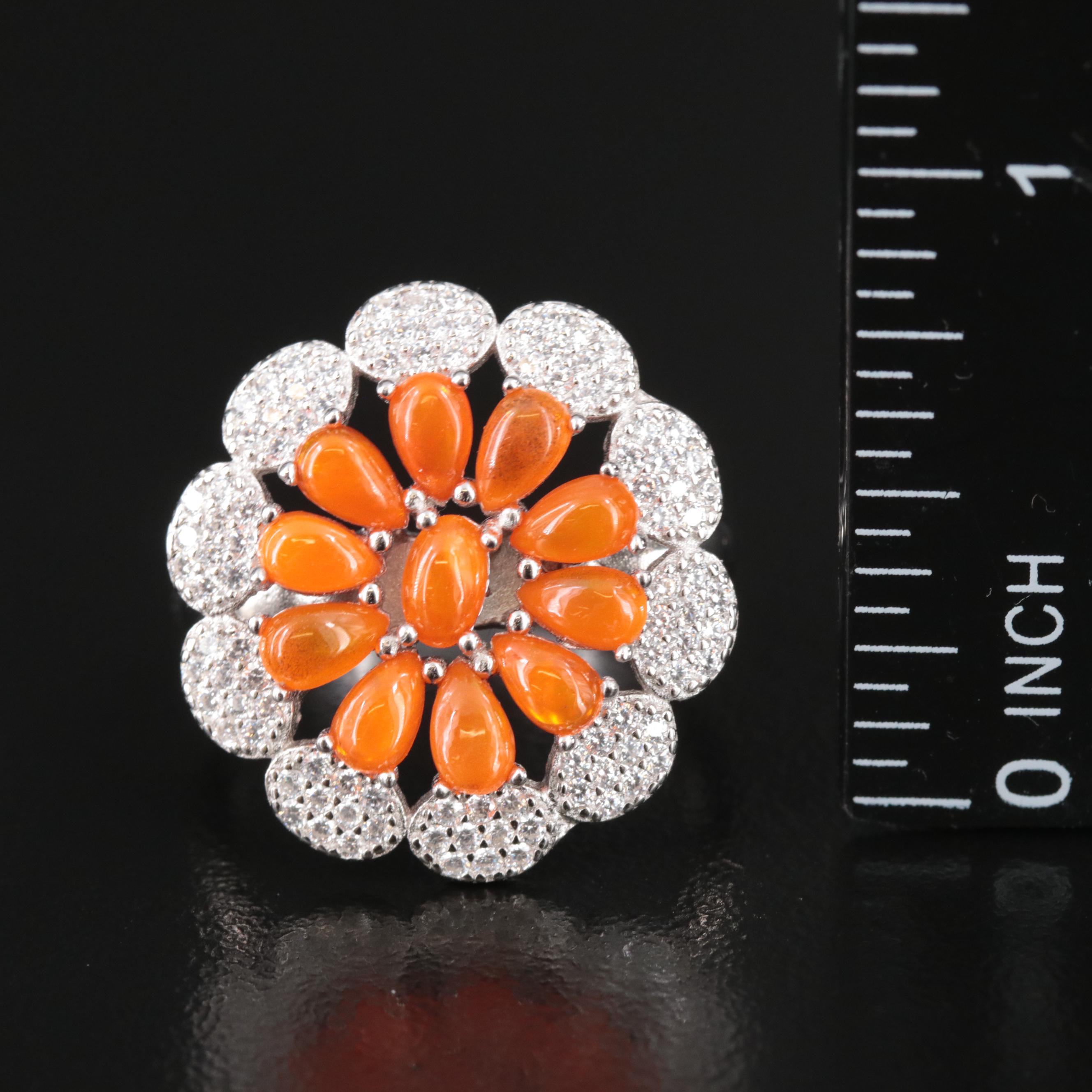 Sterling Opal, CZ and Fire Opal Jewelry Assortment