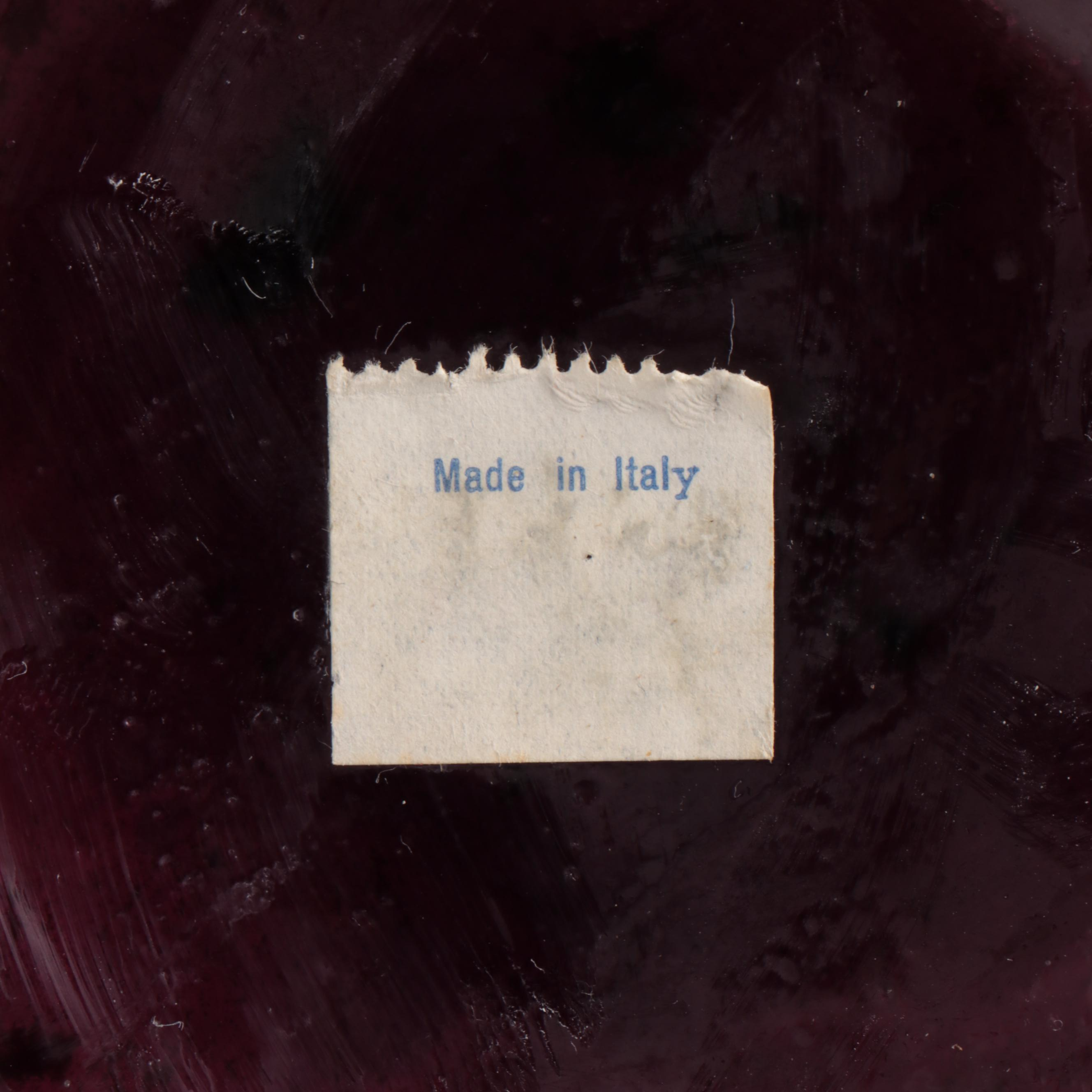 Italian Handmade Optic Amethyst Art Glass Vase, Mid to Late 20th Century