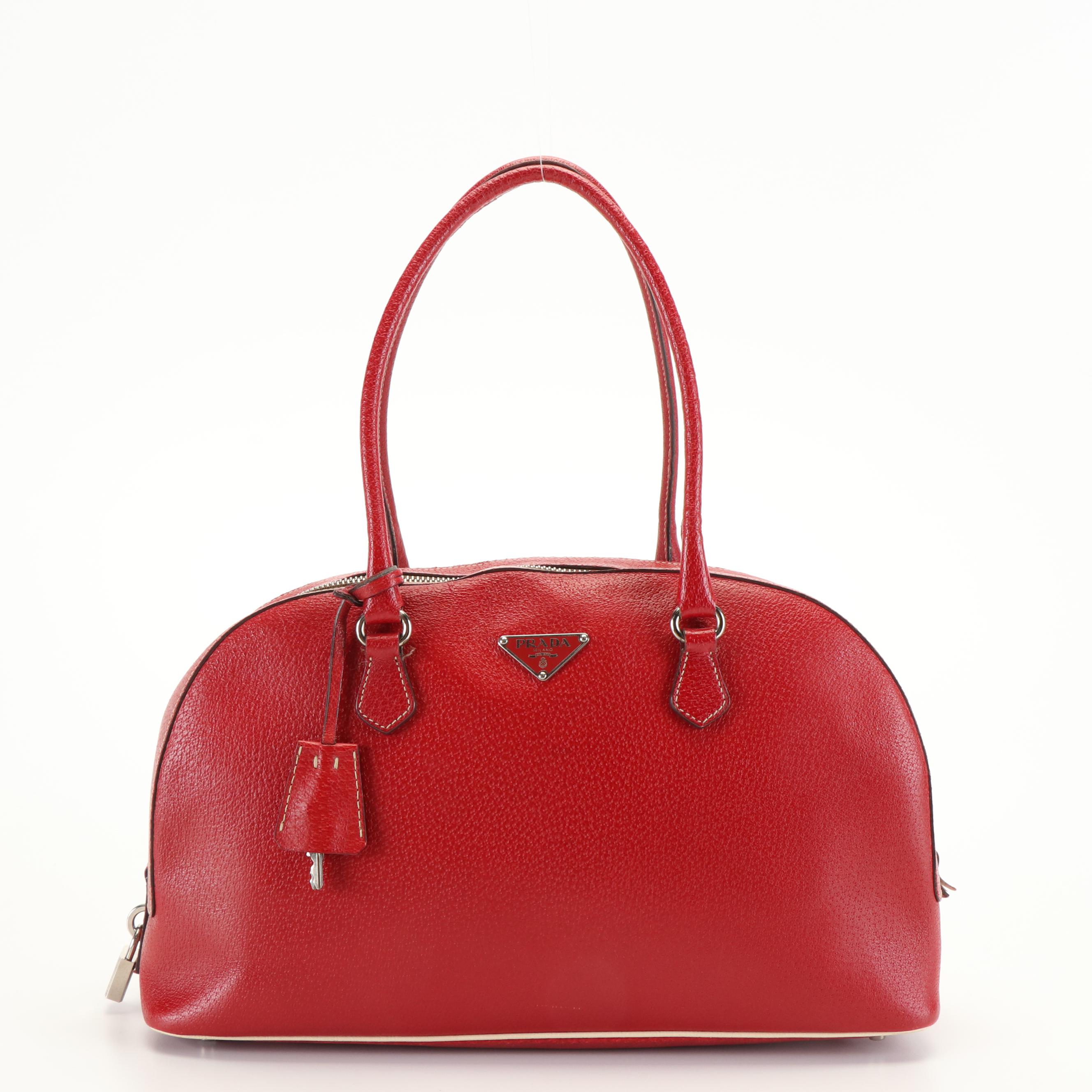 Prada Dome Bag in Red Leather