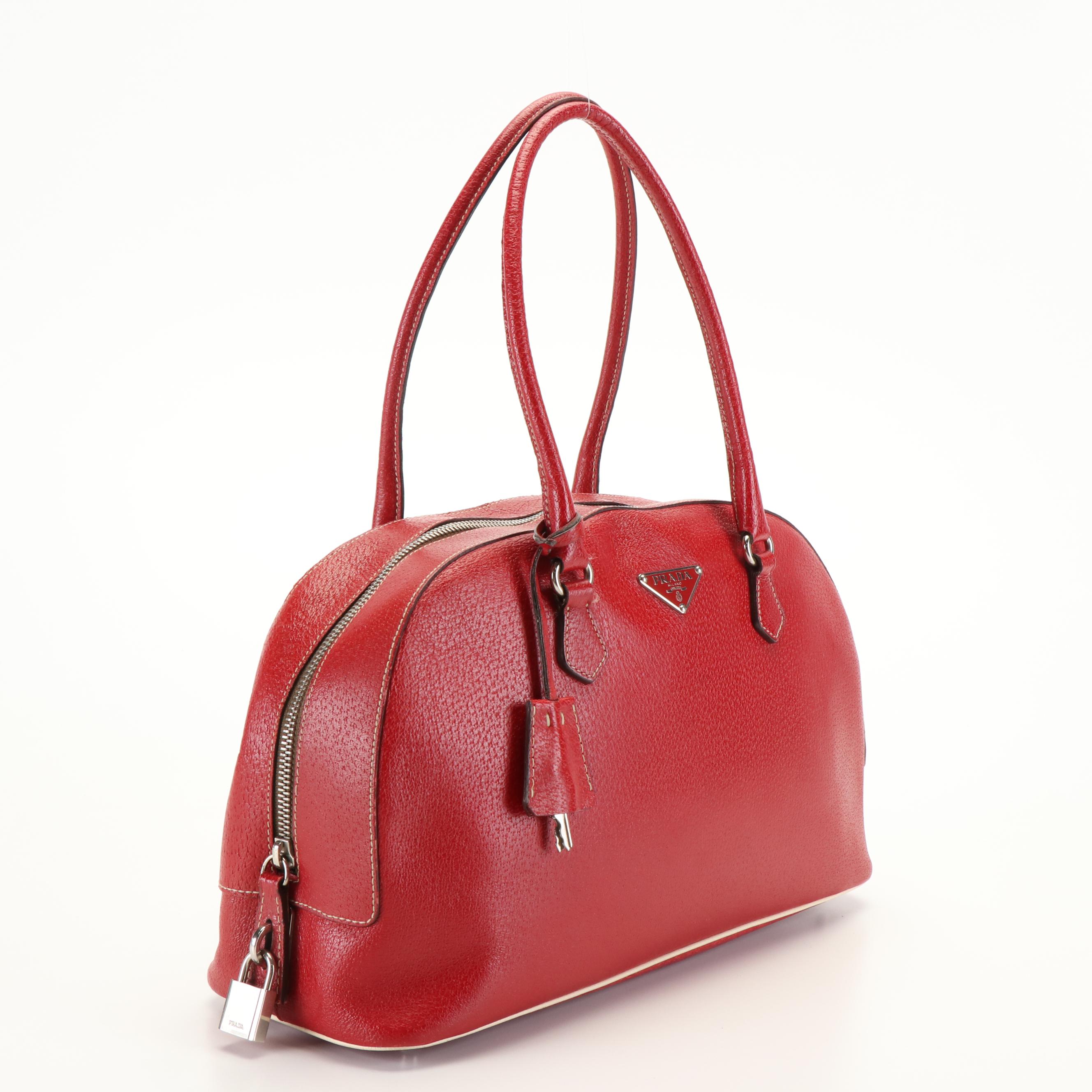 Prada Dome Bag in Red Leather