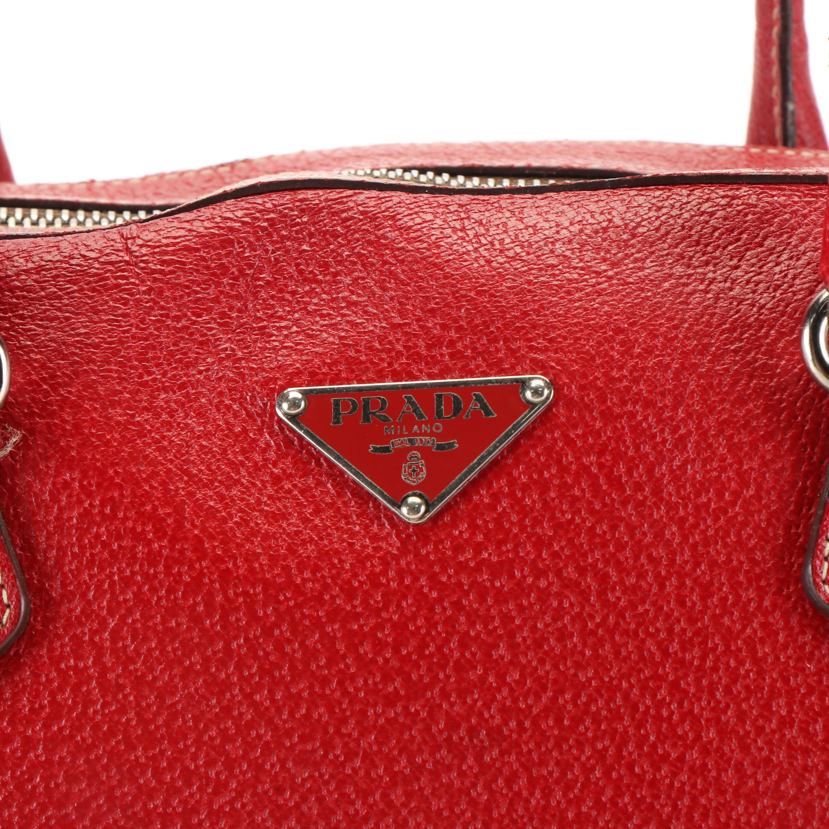Prada Dome Bag in Red Leather