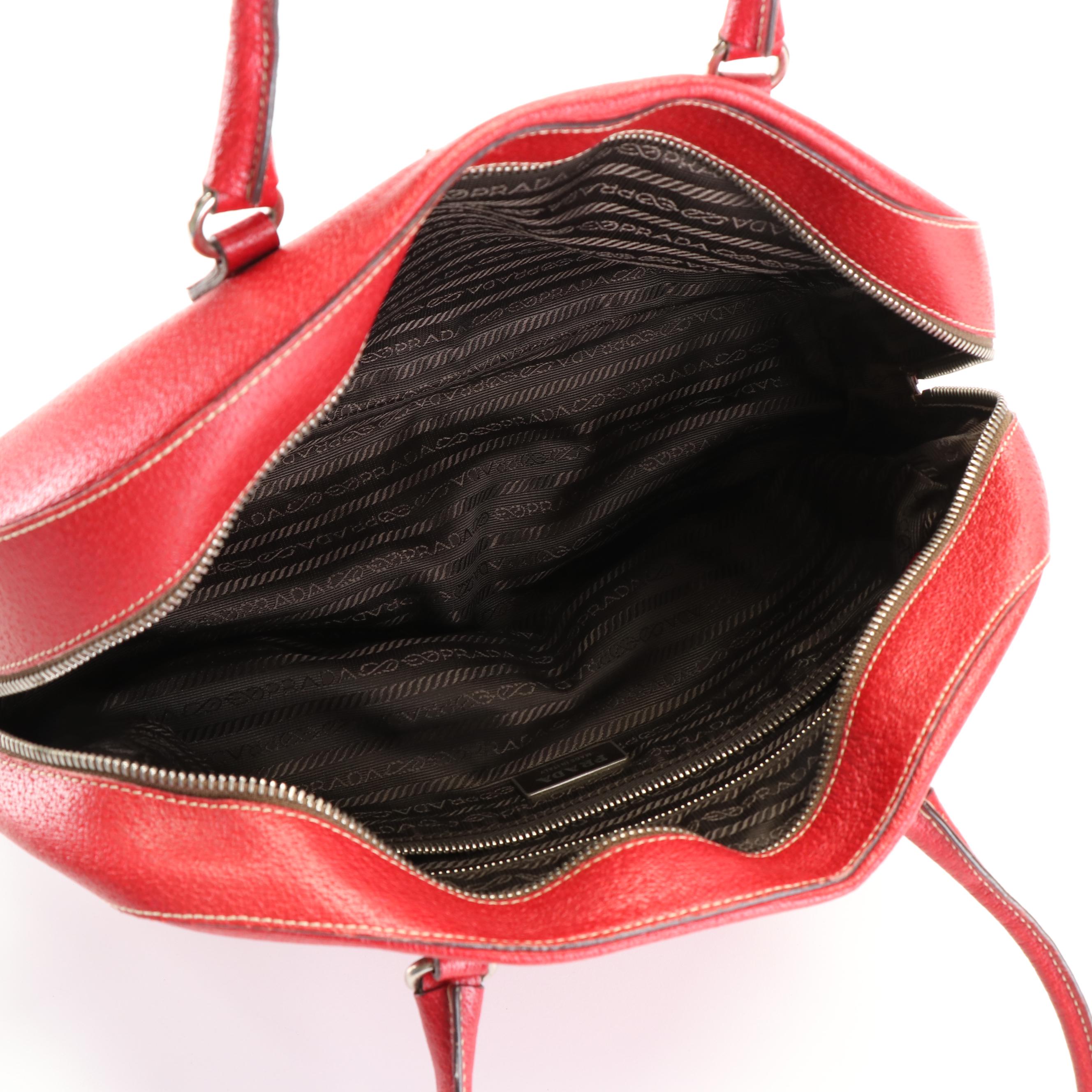 Prada Dome Bag in Red Leather