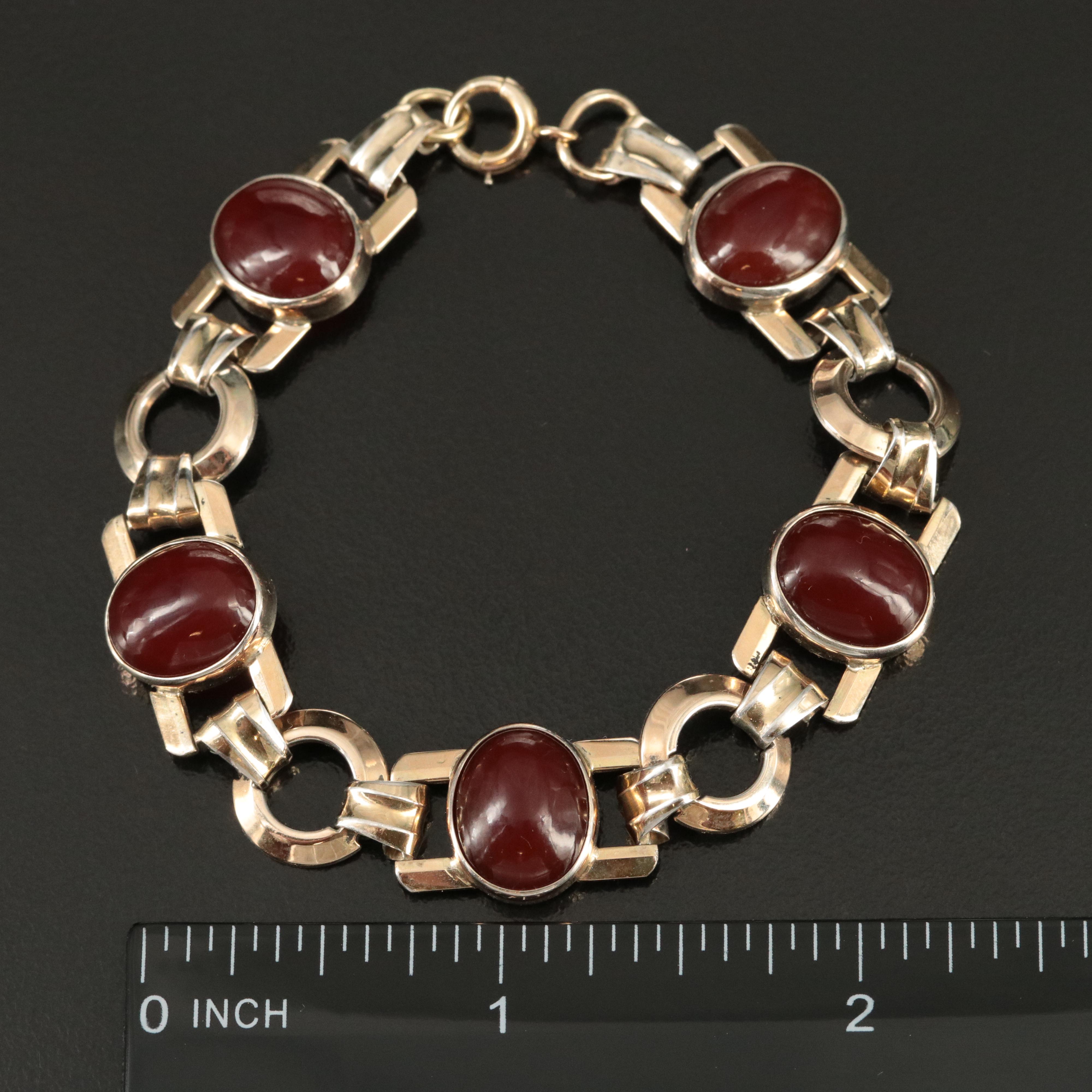 1930s Deco Walter Lampl Sterling Sard Bracelet