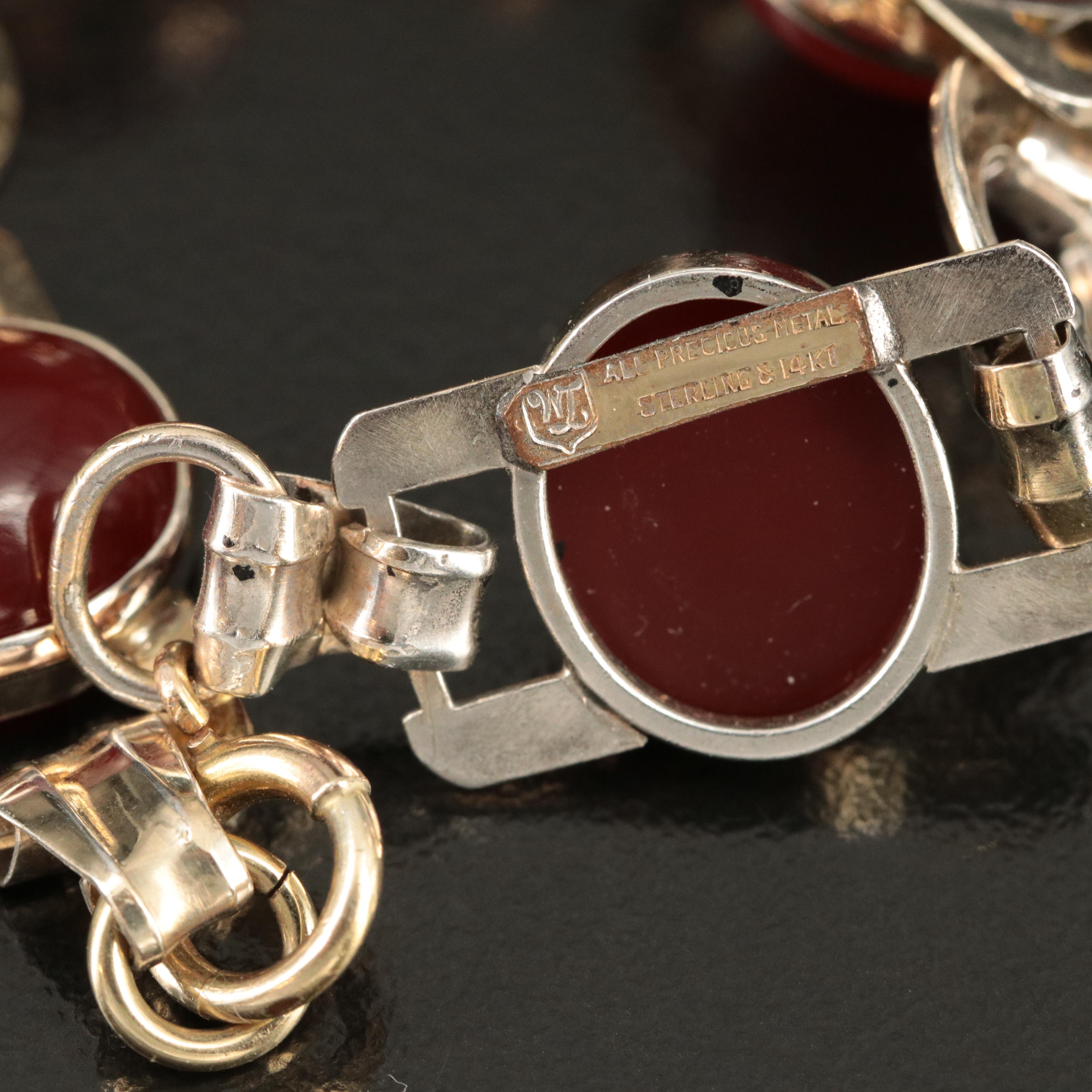 1930s Deco Walter Lampl Sterling Sard Bracelet