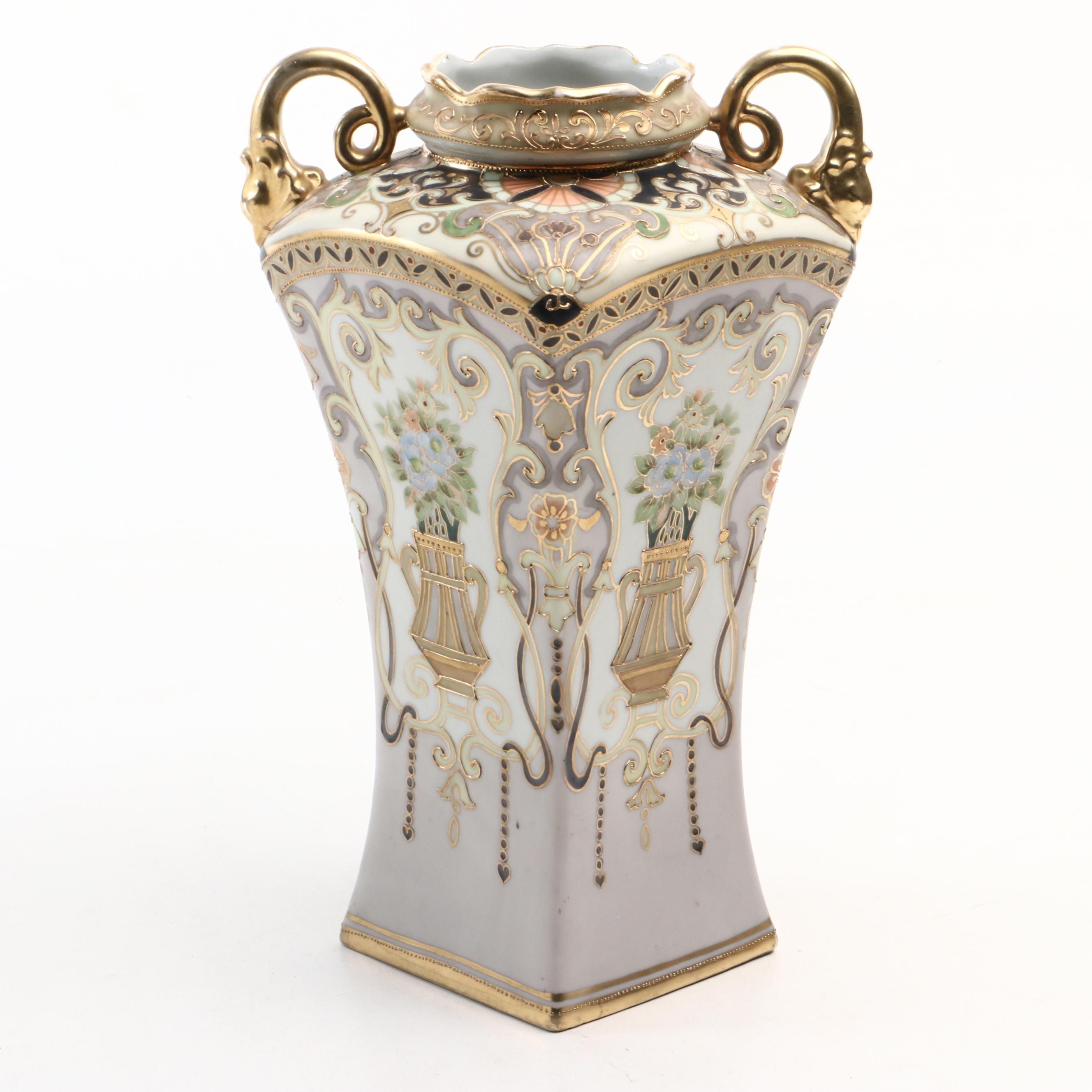 Nippon Morimura Brothers Double Handled Porcelain Vase, Early 20th Century