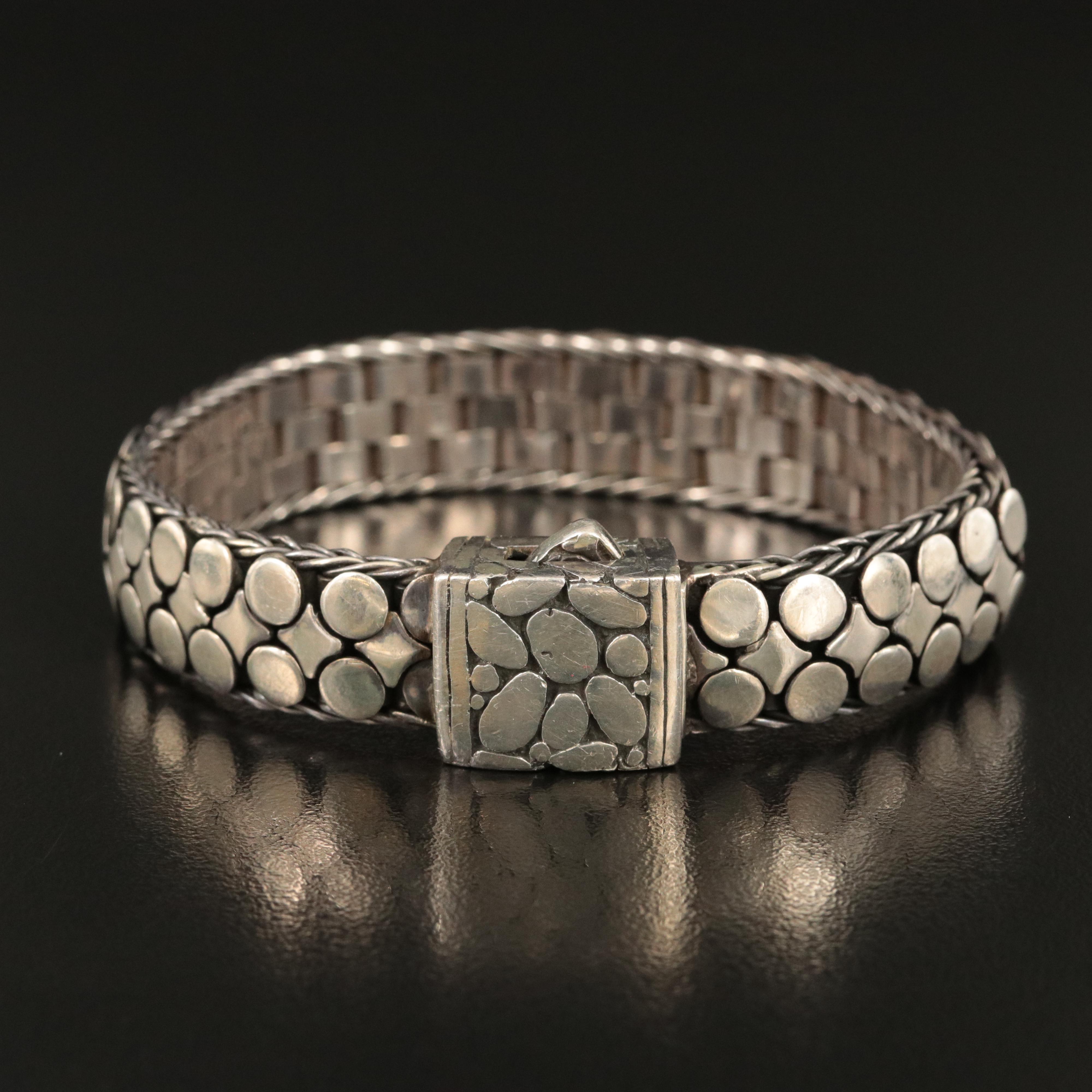 Sterling Dot Pattern Flexible Bracelet