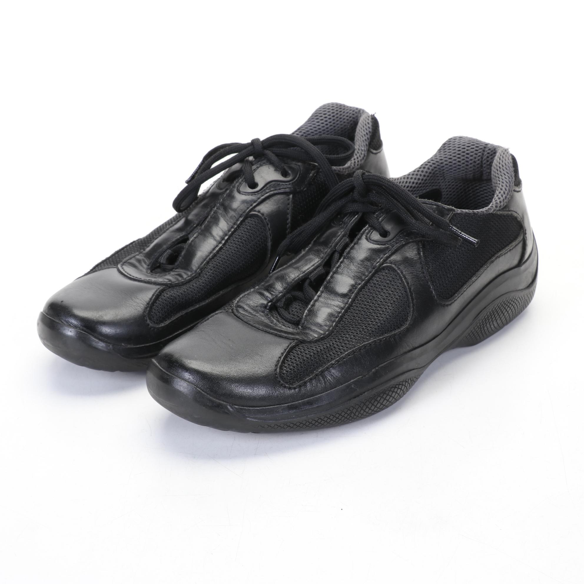 Prada "America's Cup" Men's Black Leather Sneakers, Early 21st Century