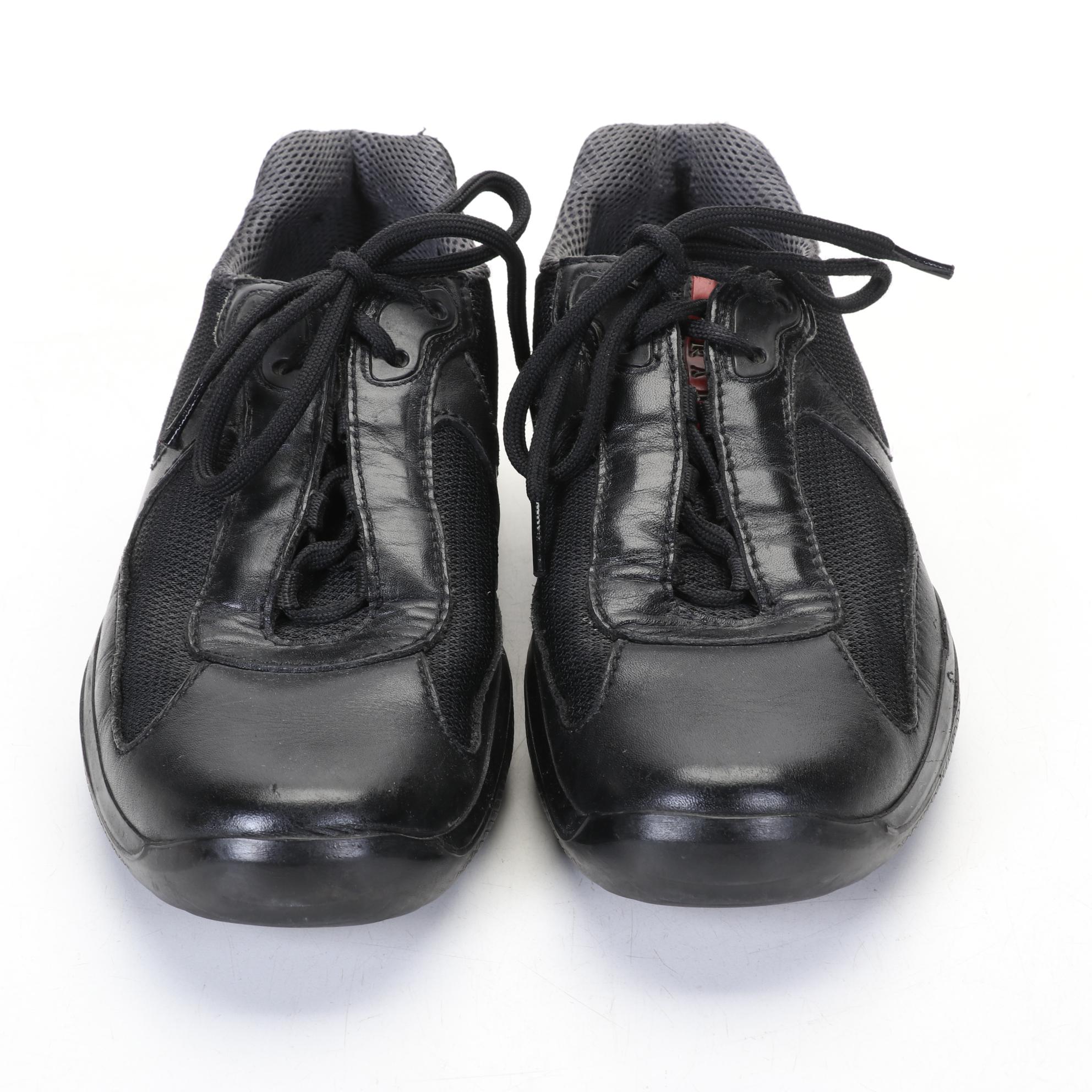 Prada "America's Cup" Men's Black Leather Sneakers, Early 21st Century