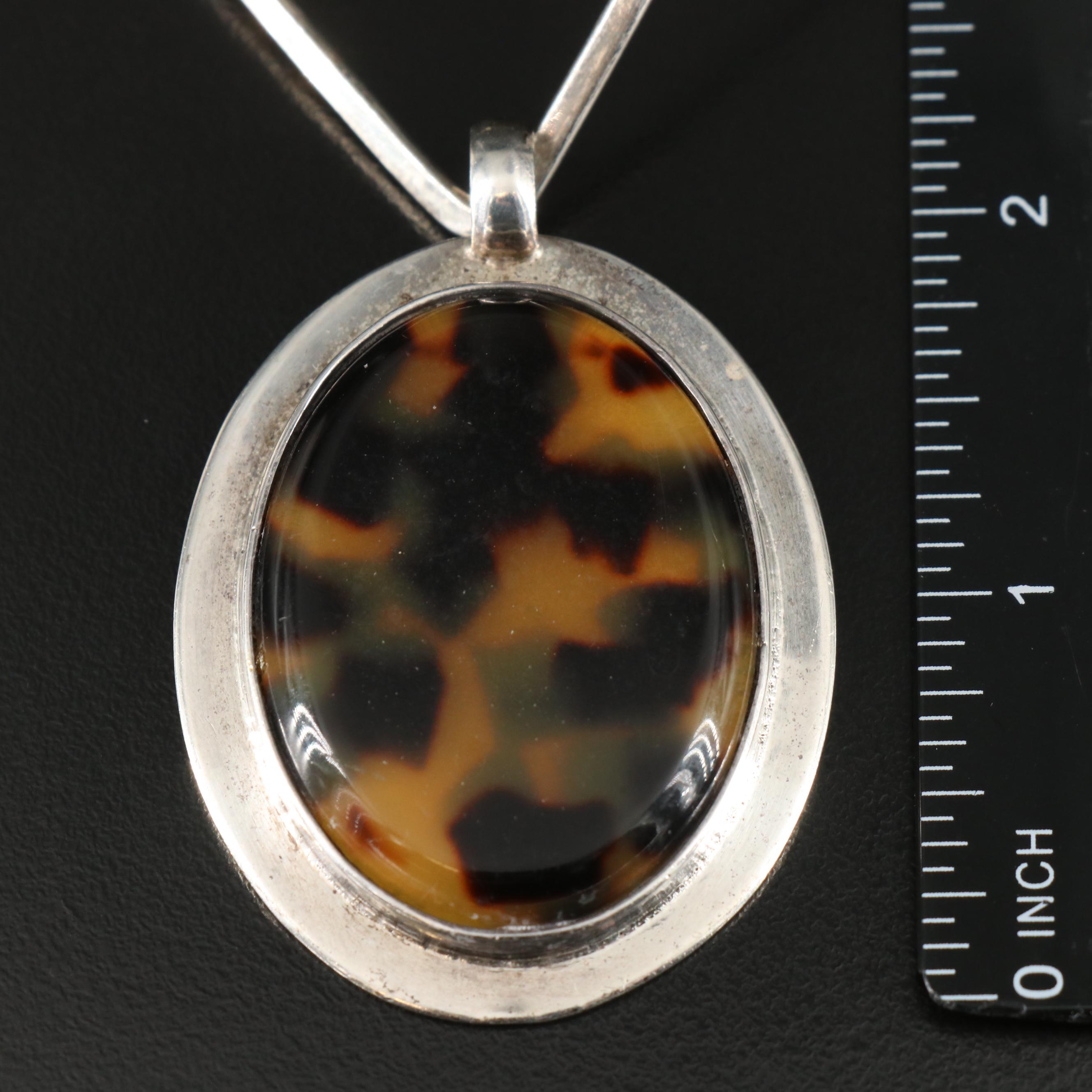 Sterling Bracelets and Necklace Including Faux Tortoise Shell