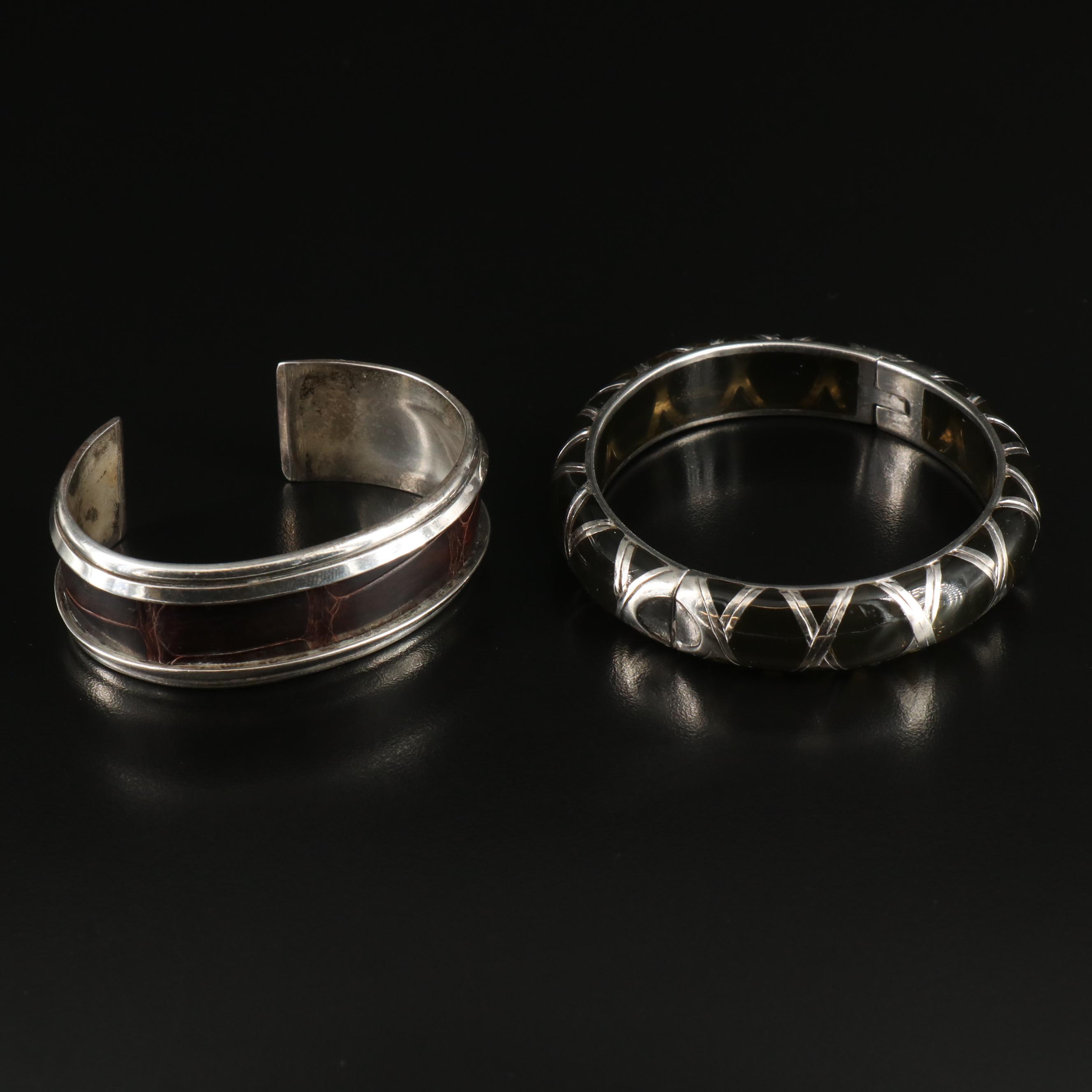 Sterling Bracelets and Necklace Including Faux Tortoise Shell