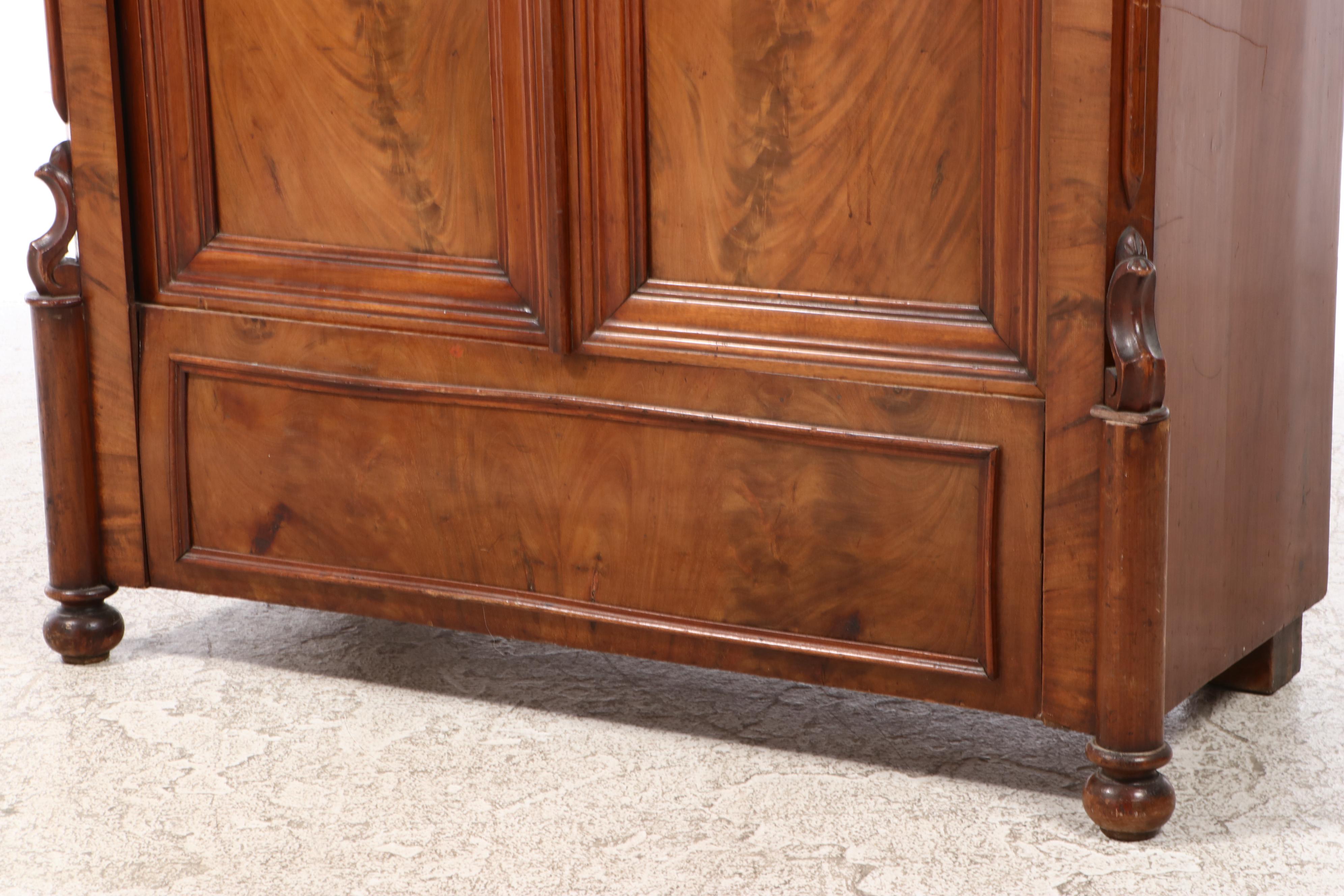 Victorian Flame Mahogany Wardrobe, Late 19th Century