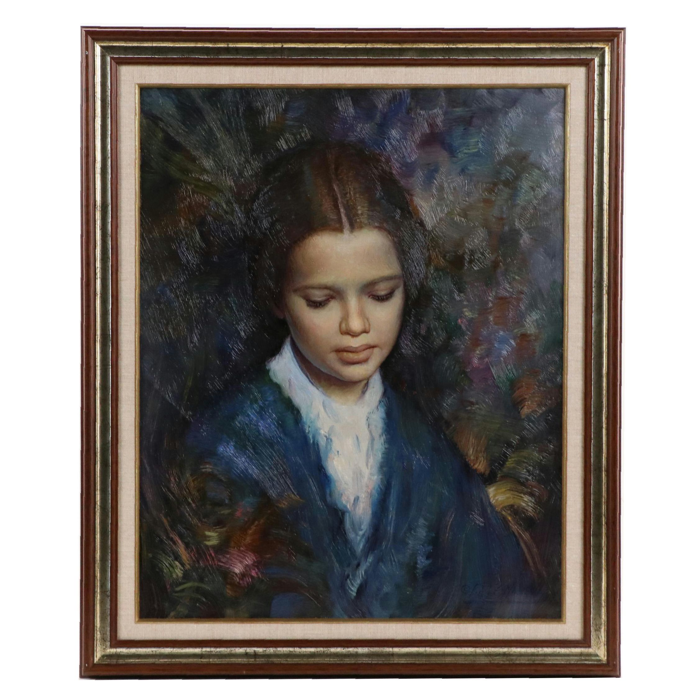 Francisco Masseria Oil Portrait of Child in Repose