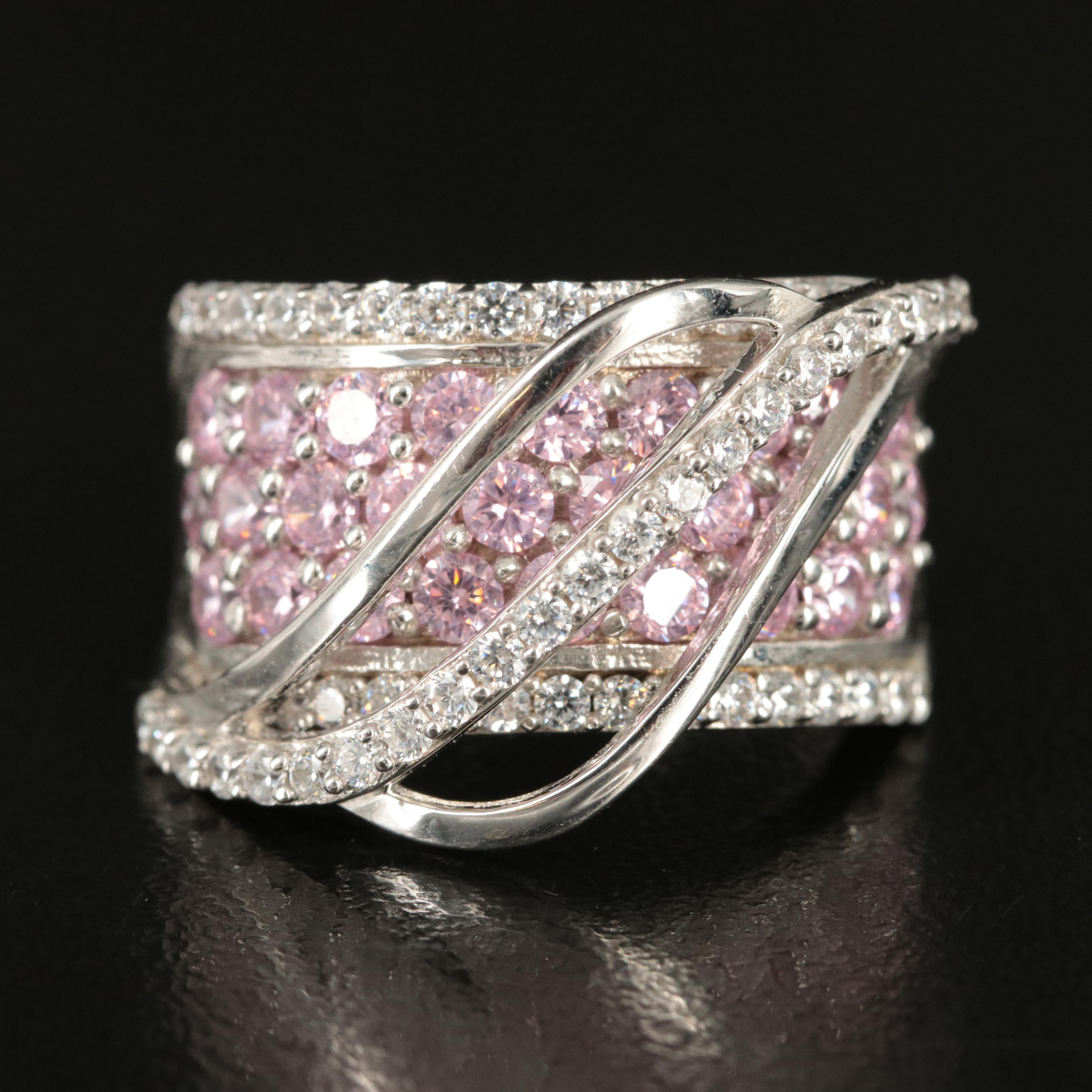 Sterling CZ Crossover Ring