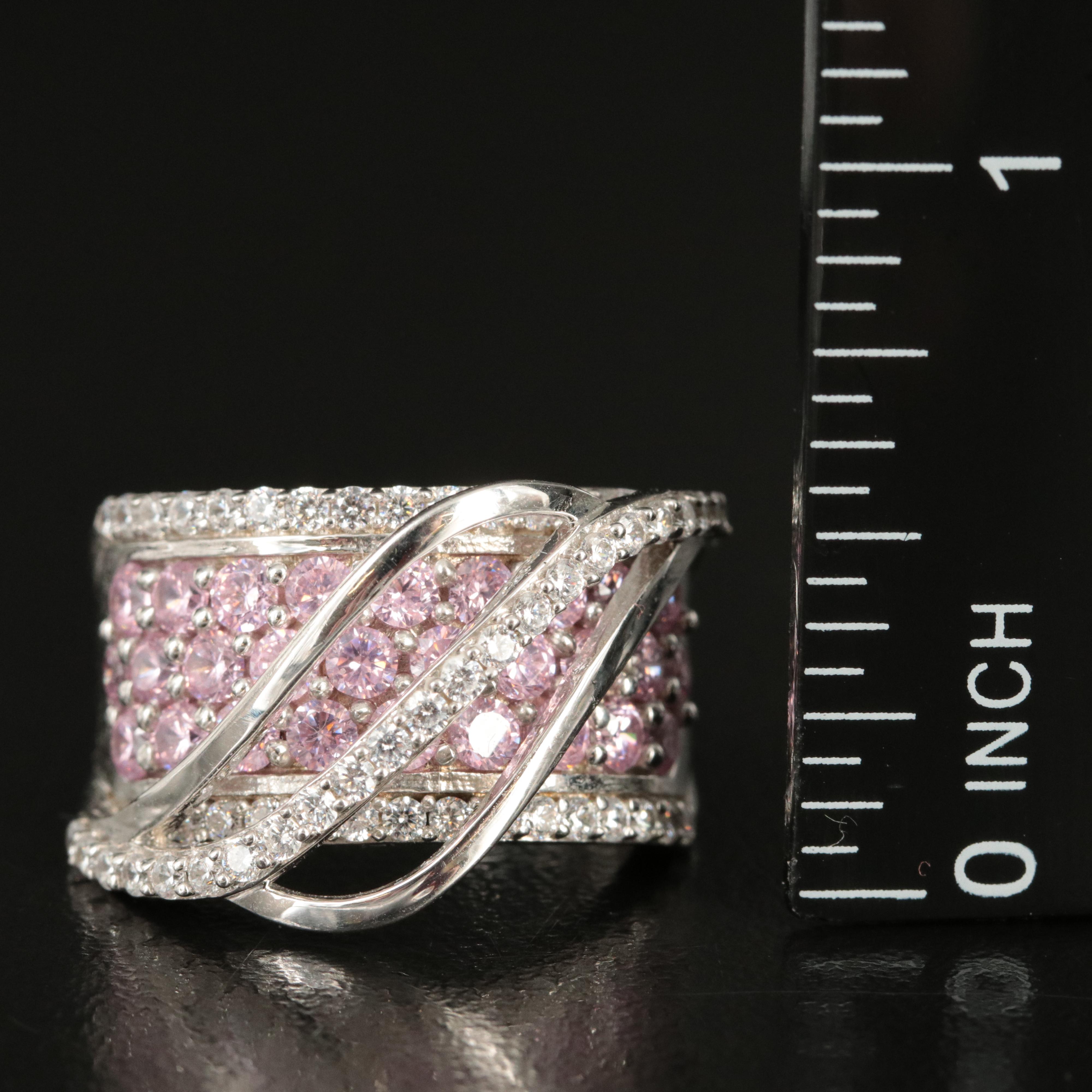 Sterling CZ Crossover Ring