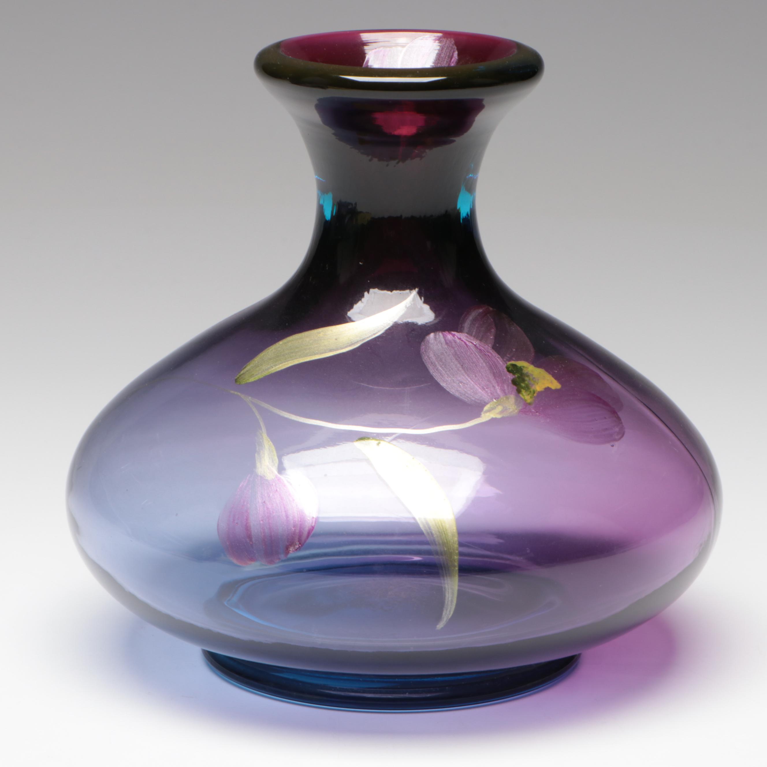 Art Glass Vases Including Hand-Painted Fenton Glass