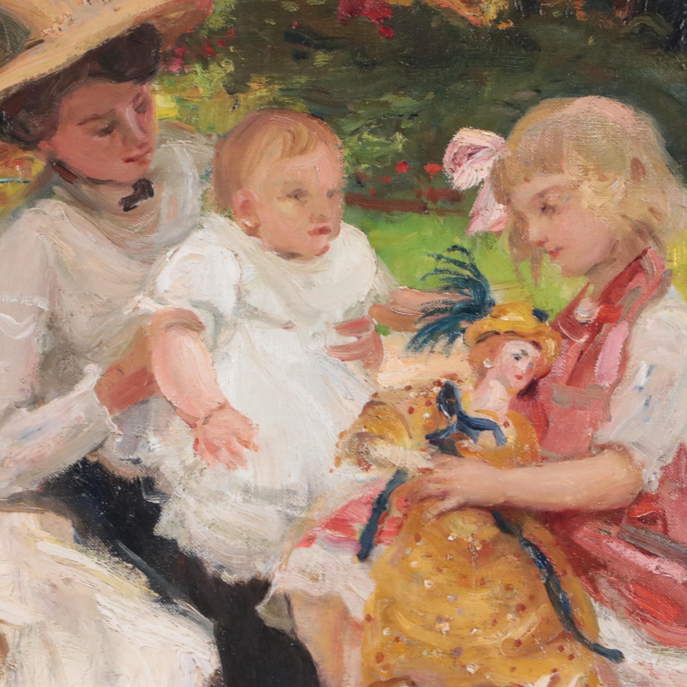 Paul Michel Dupuy Oil Painting "On a Sunday Afternoon," 1911