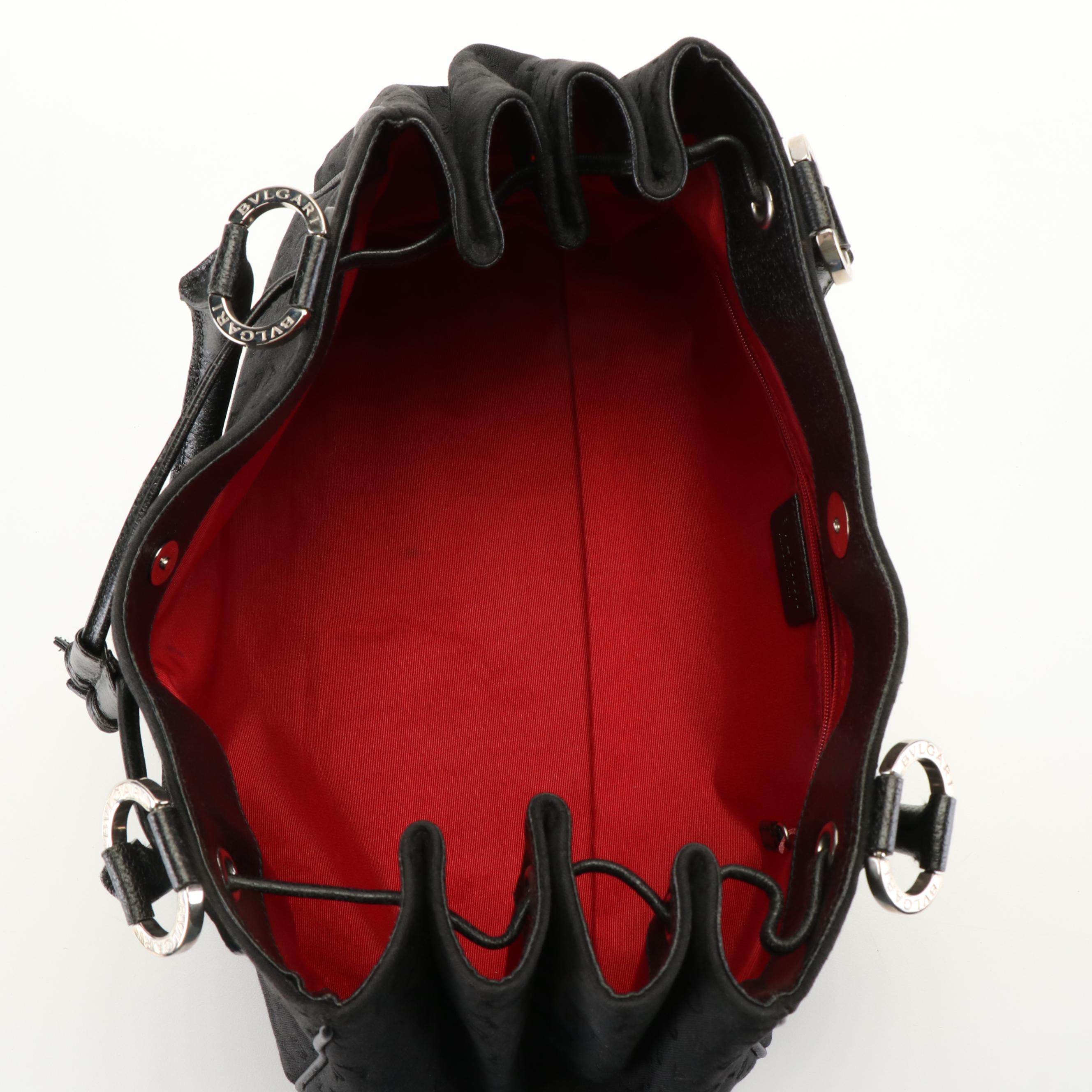 BVLGARI Logomania Tote Bag in Black Jacquard Canvas