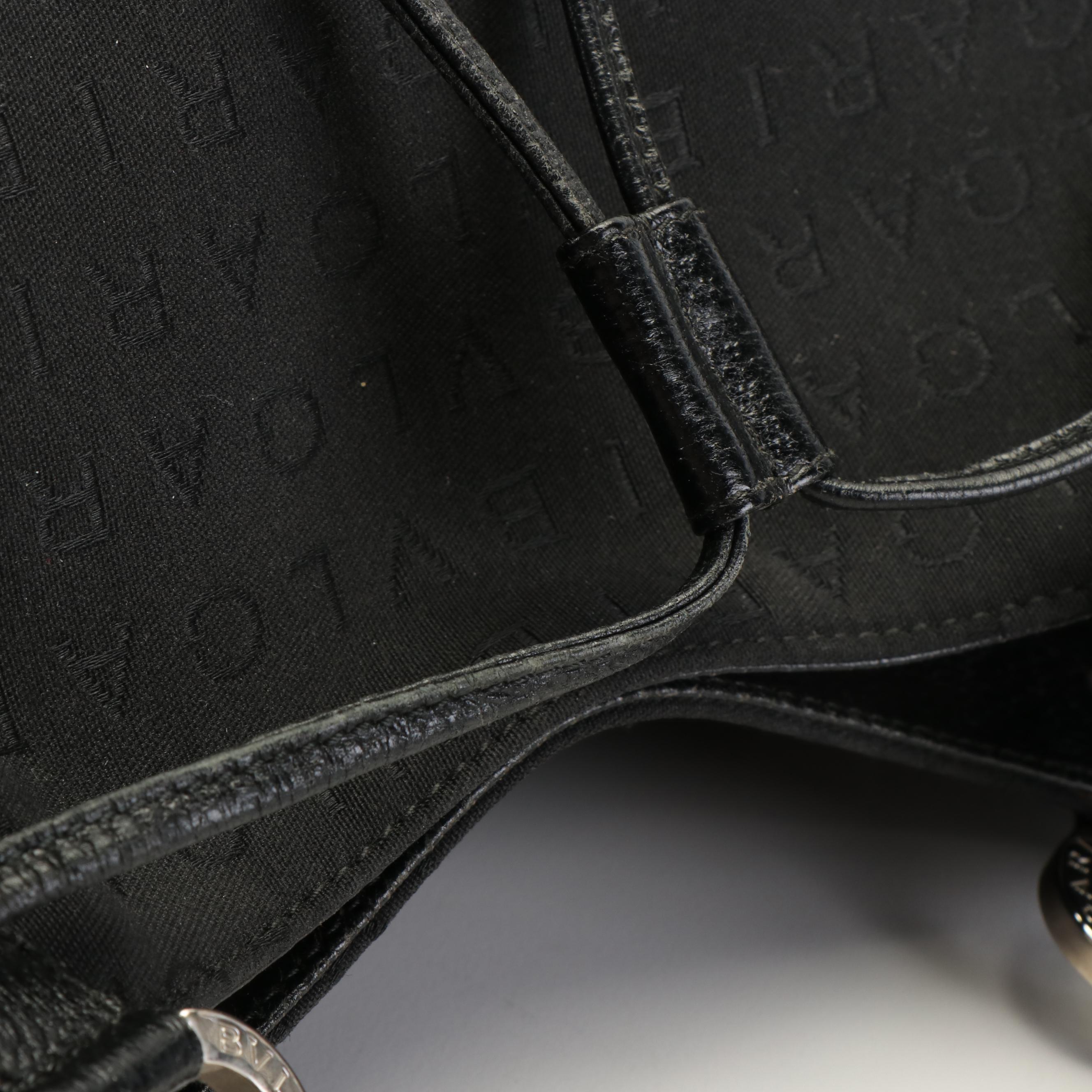 BVLGARI Logomania Tote Bag in Black Jacquard Canvas