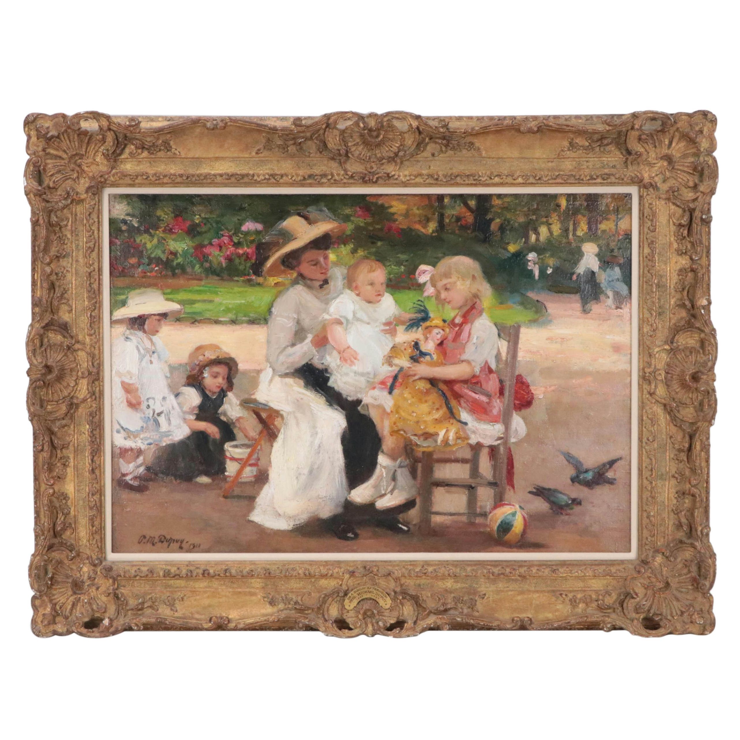 Paul Michel Dupuy Oil Painting "On a Sunday Afternoon," 1911
