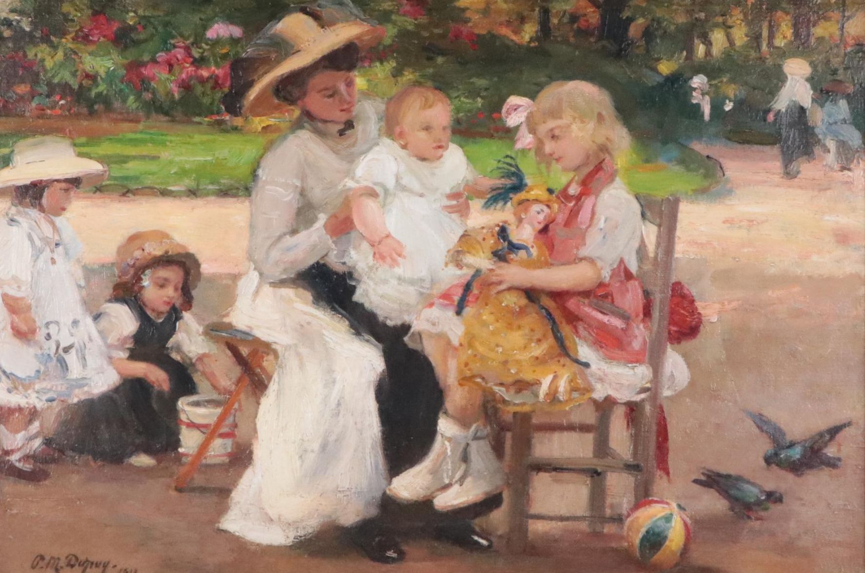 Paul Michel Dupuy Oil Painting "On a Sunday Afternoon," 1911