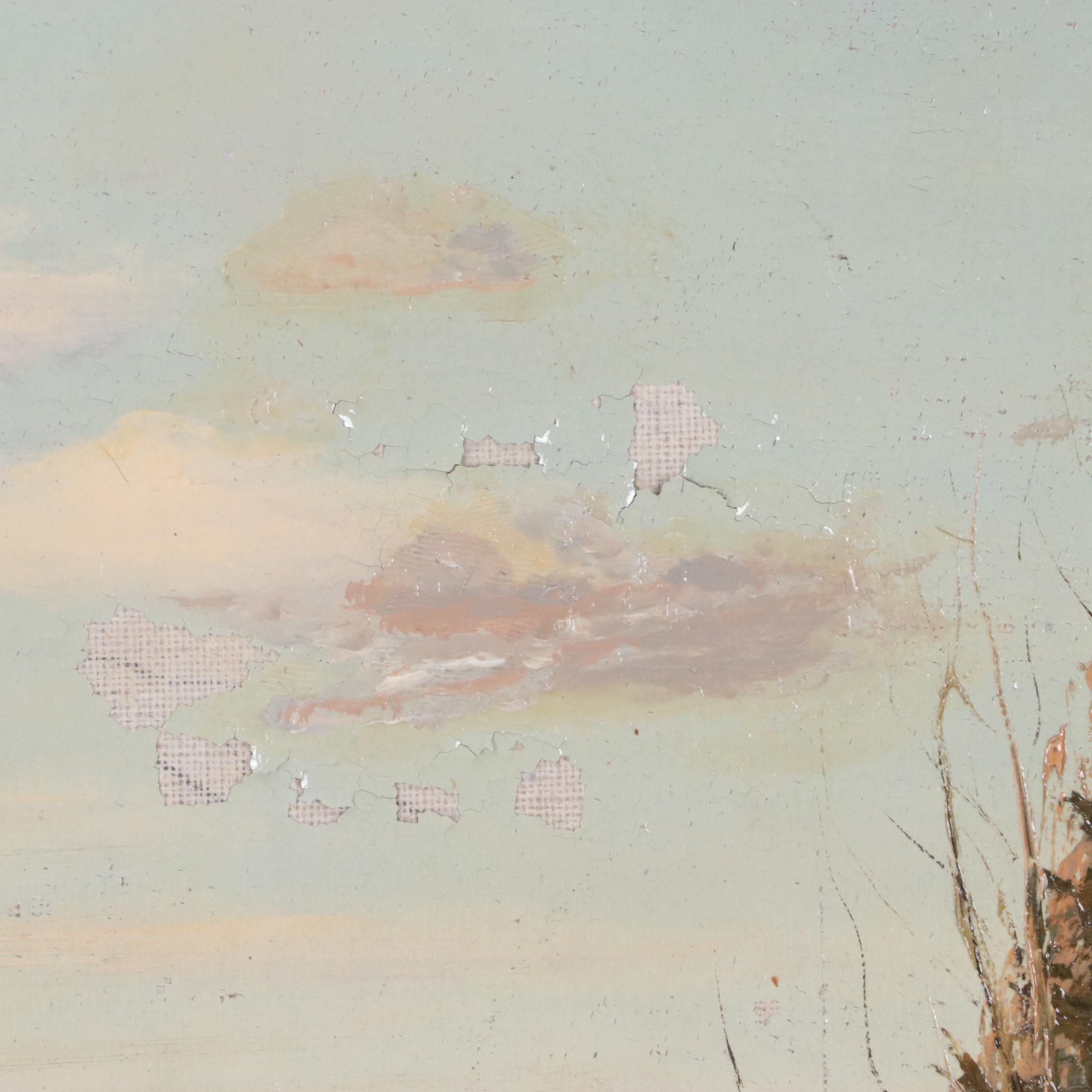 Oil Painting of a Winter Landscape with Horse Drawn Carriage