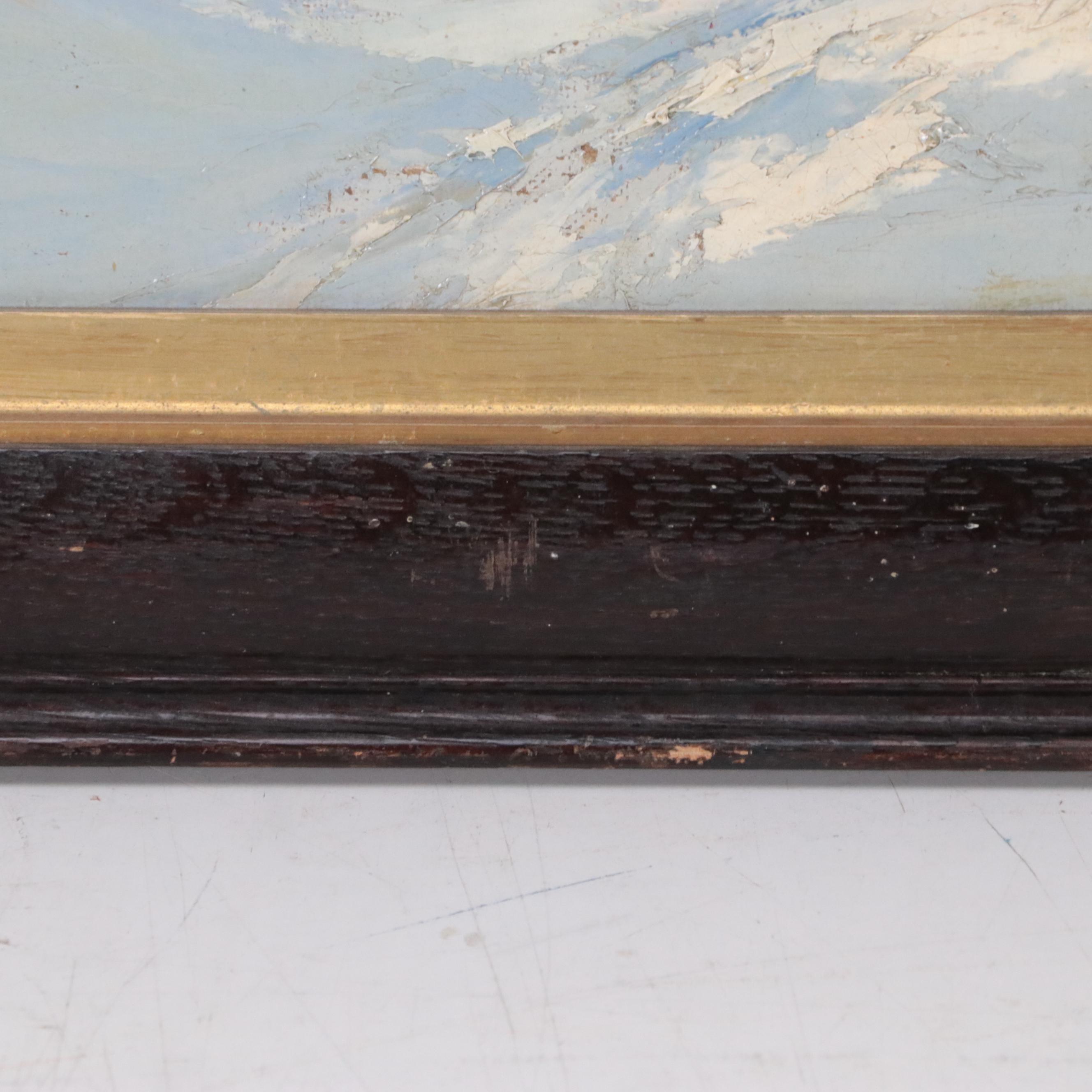 Oil Painting of a Winter Landscape with Horse Drawn Carriage