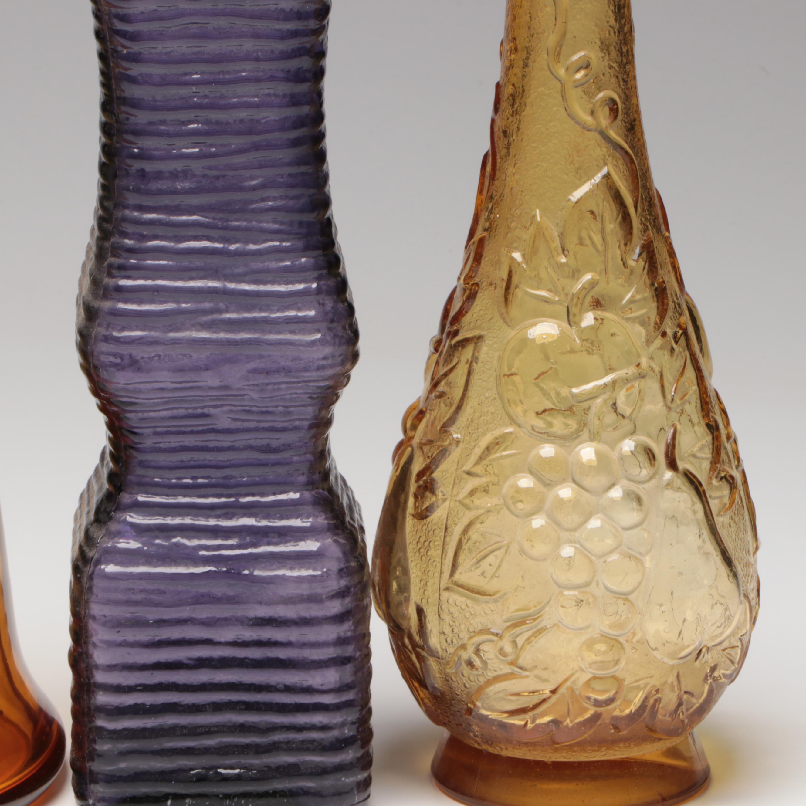 Amber Glass Decanter with Other Bottle Vases
