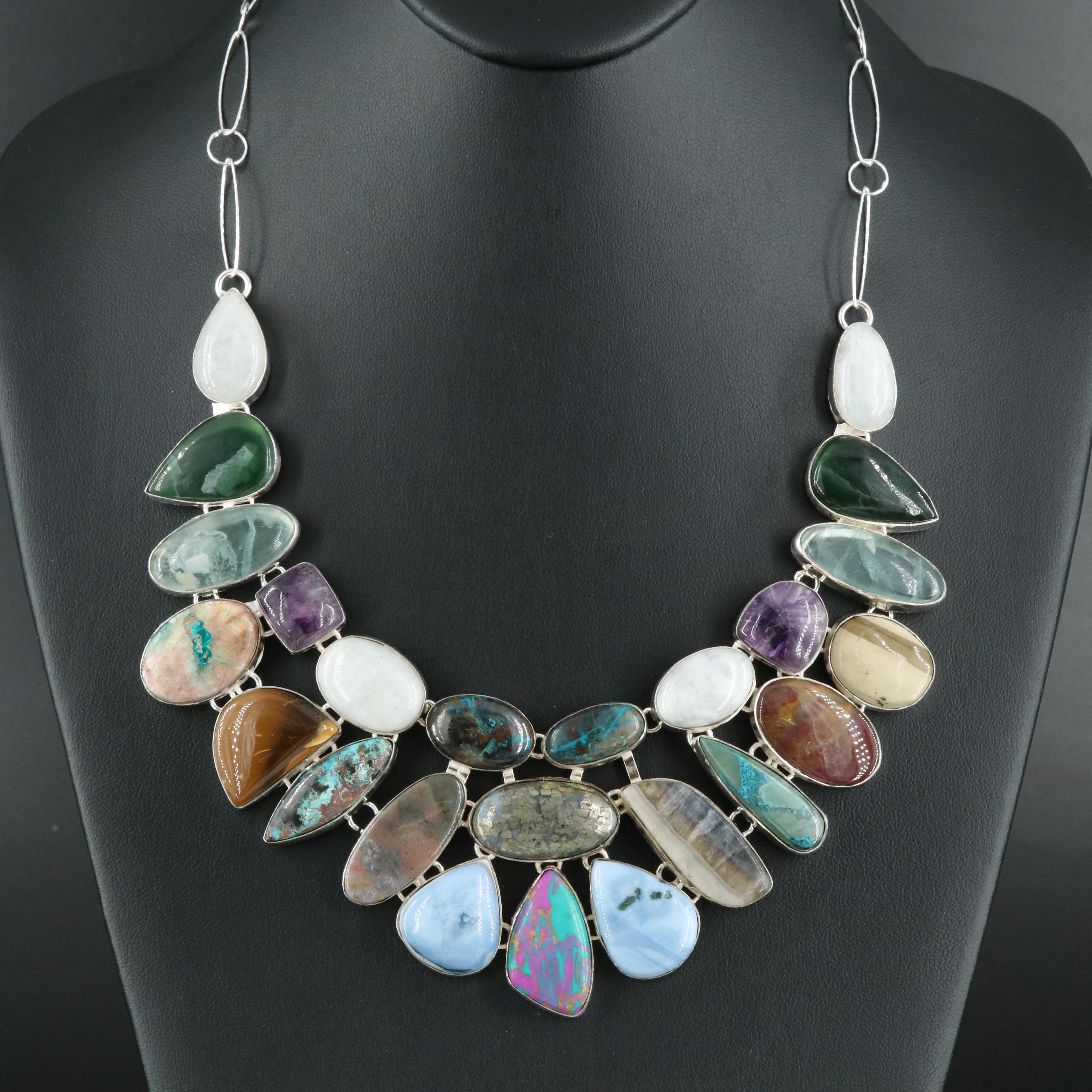 Amethyst, Agate and Fluorite Necklace