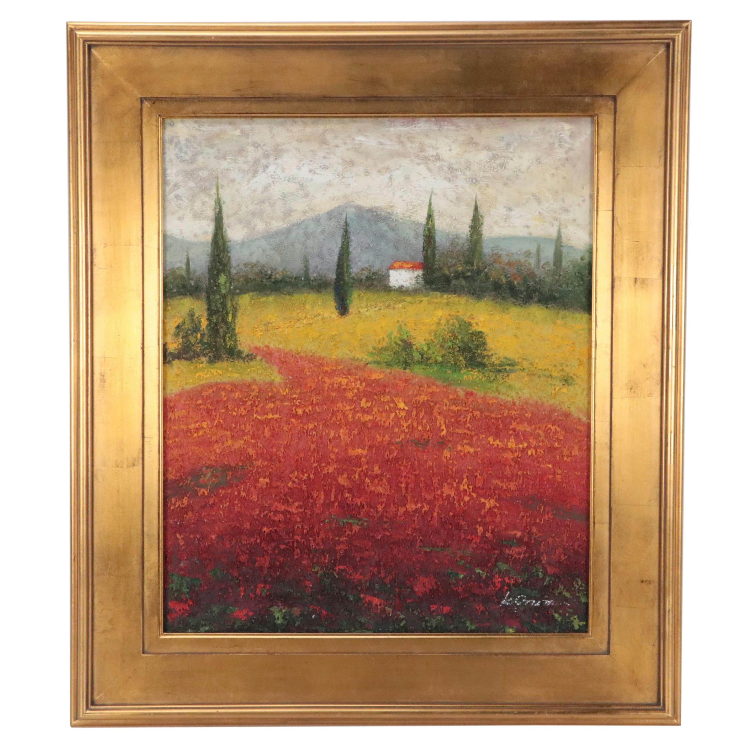 Encaustic Painting of a Tuscan Landscape