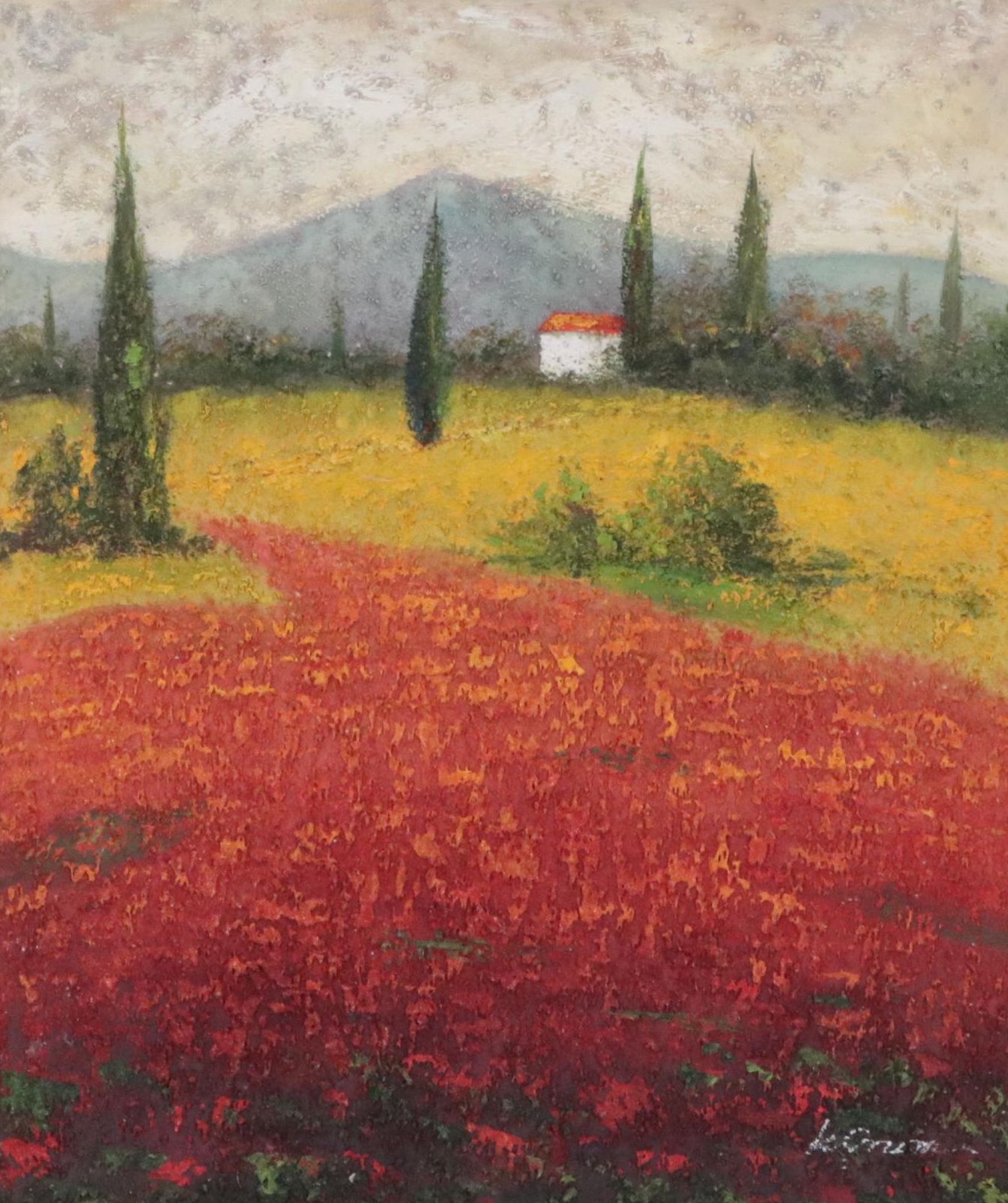 Encaustic Painting of a Tuscan Landscape