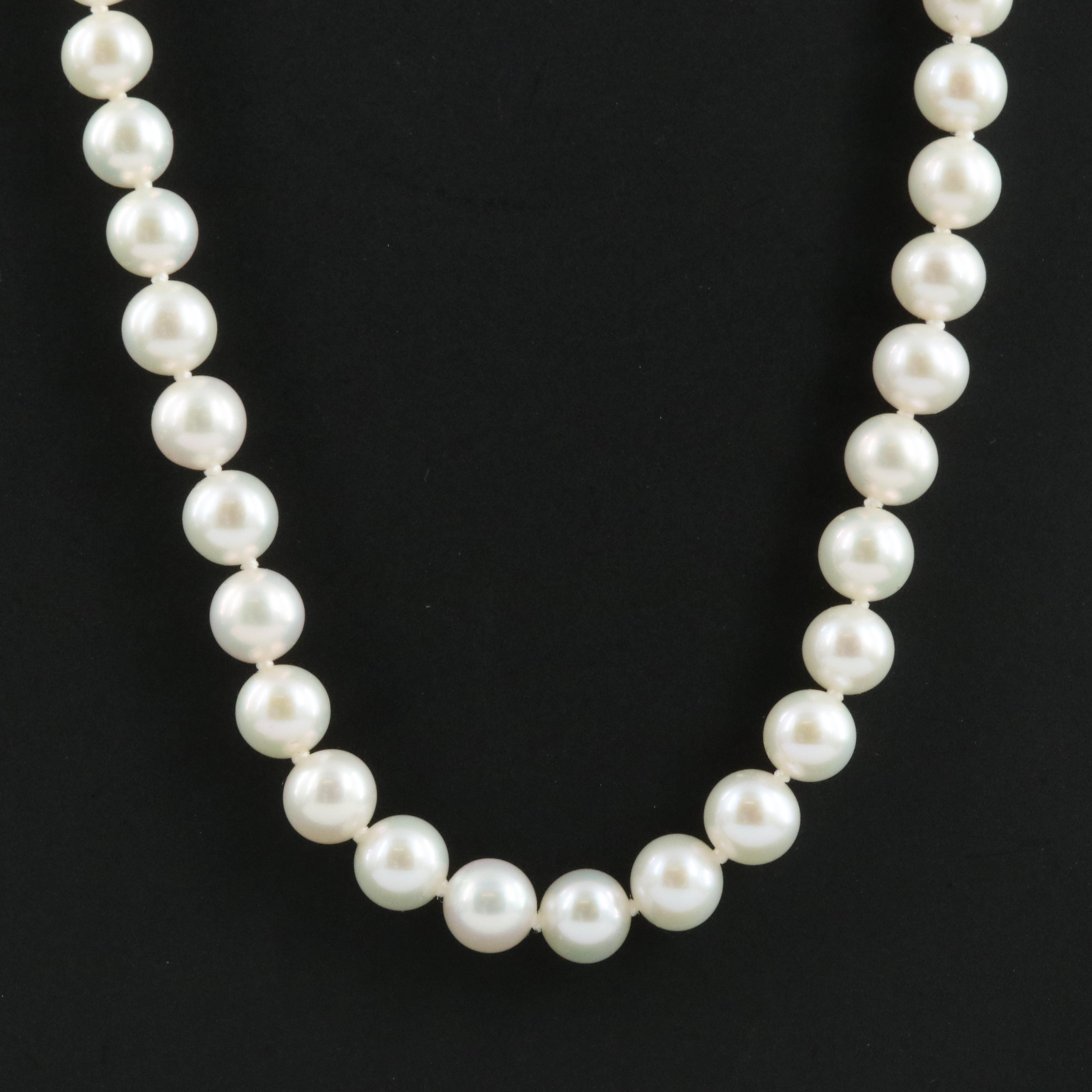 Blue Lagoon by Mikimoto Pearl Necklace with Sterling Bow Clasp