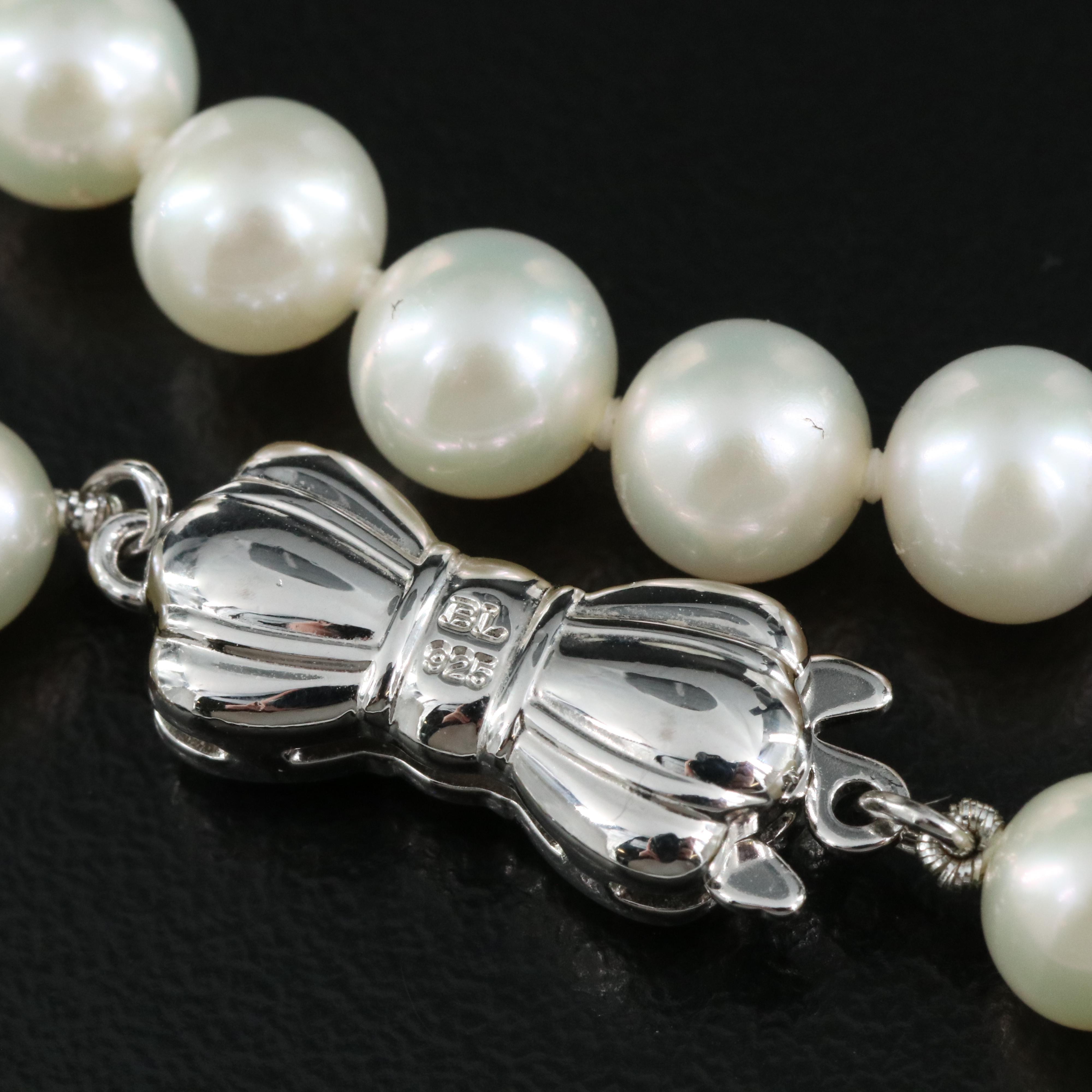 Blue Lagoon by Mikimoto Pearl Necklace with Sterling Bow Clasp