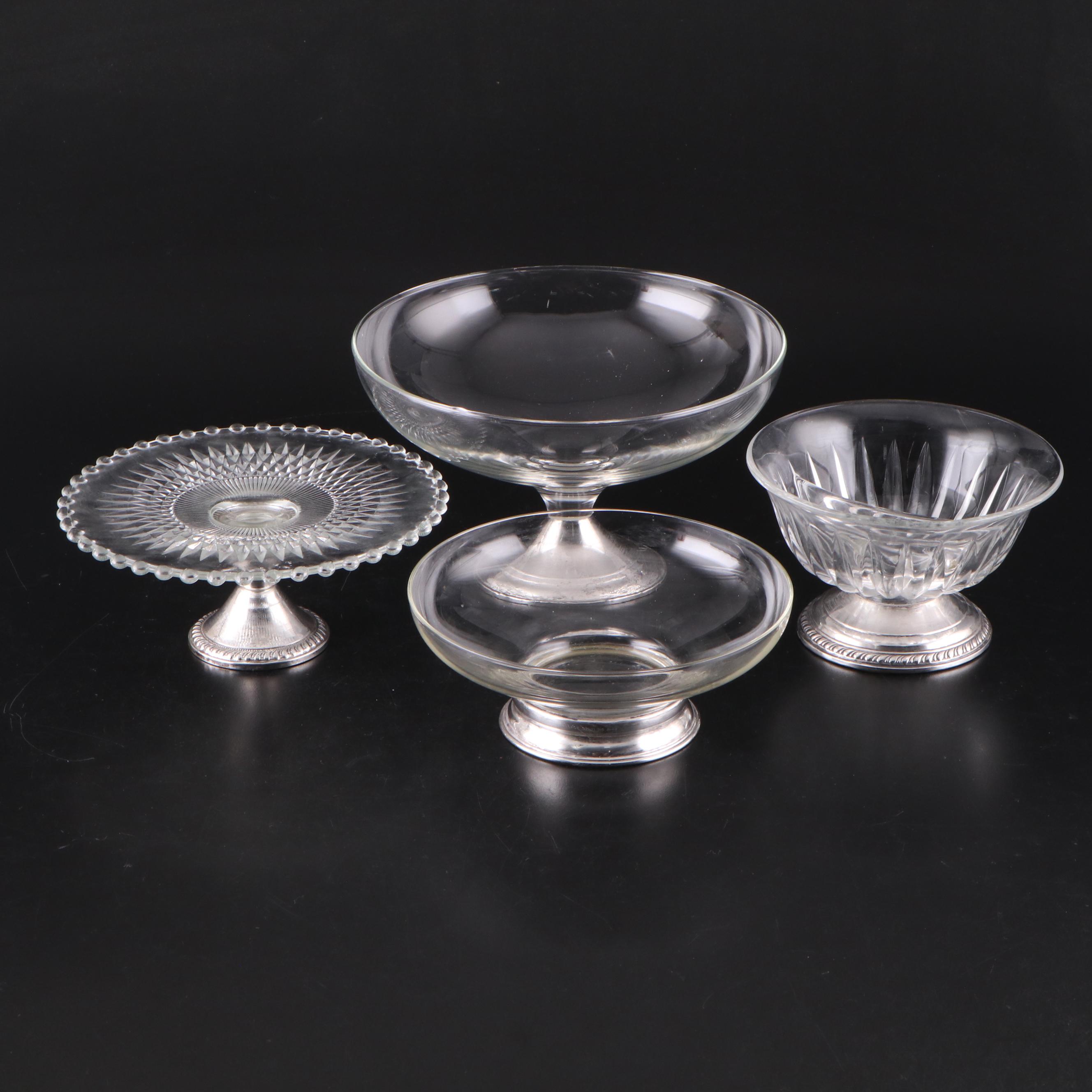 Duchin Creations and Other Glass and Sterling Footed Serving Pieces
