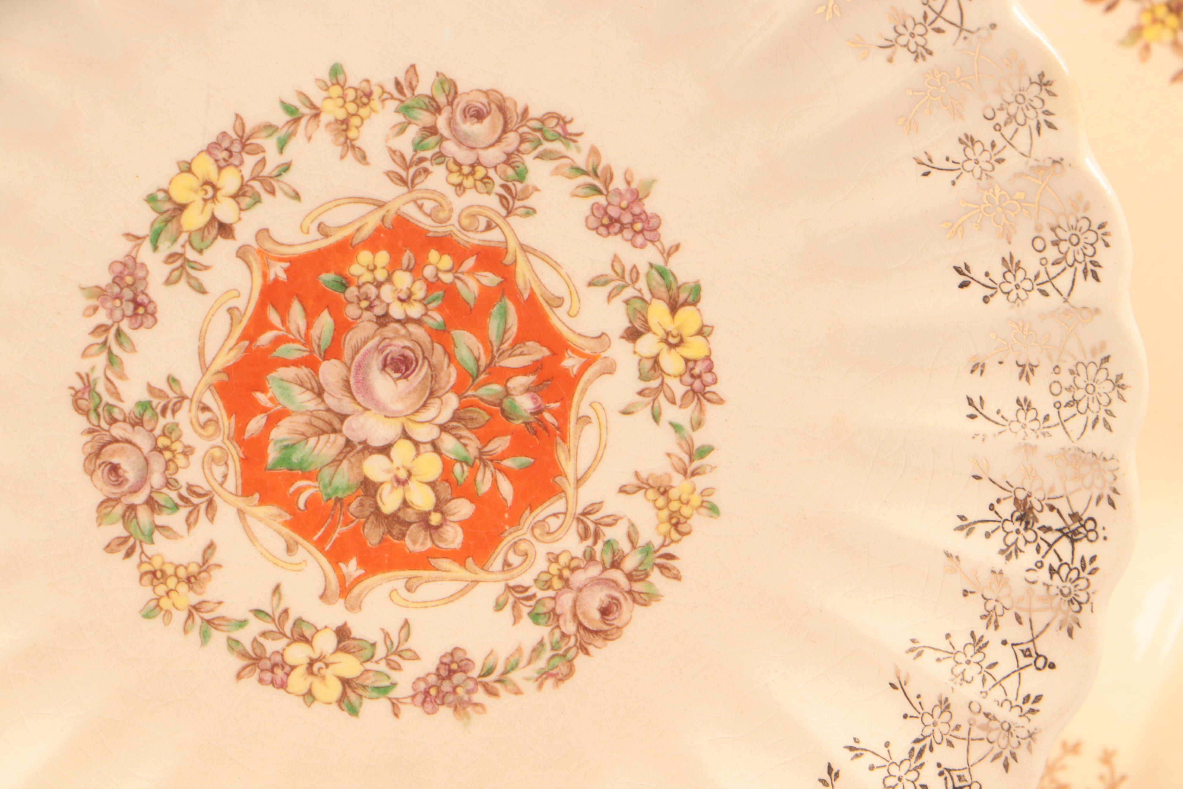 Sebring "Buddha" Dinnerware and Serving Pieces with Table Linens, 20th Century