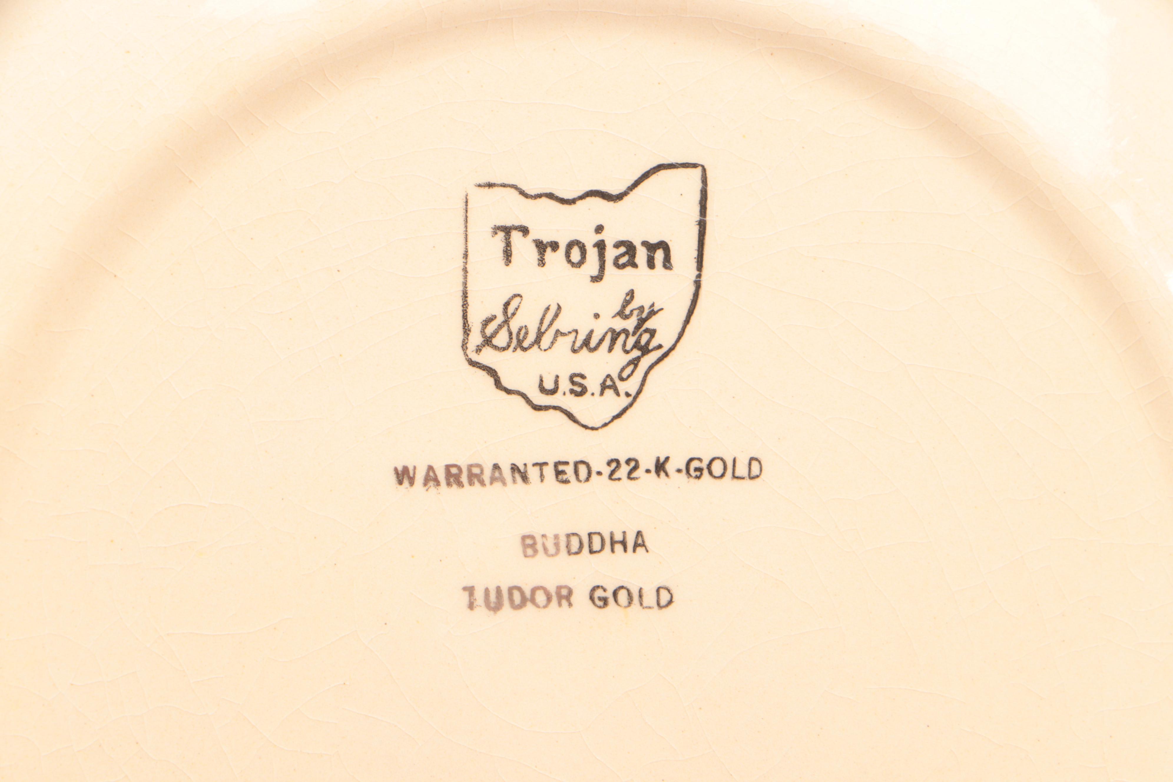 Sebring "Buddha" Dinnerware and Serving Pieces with Table Linens, 20th Century