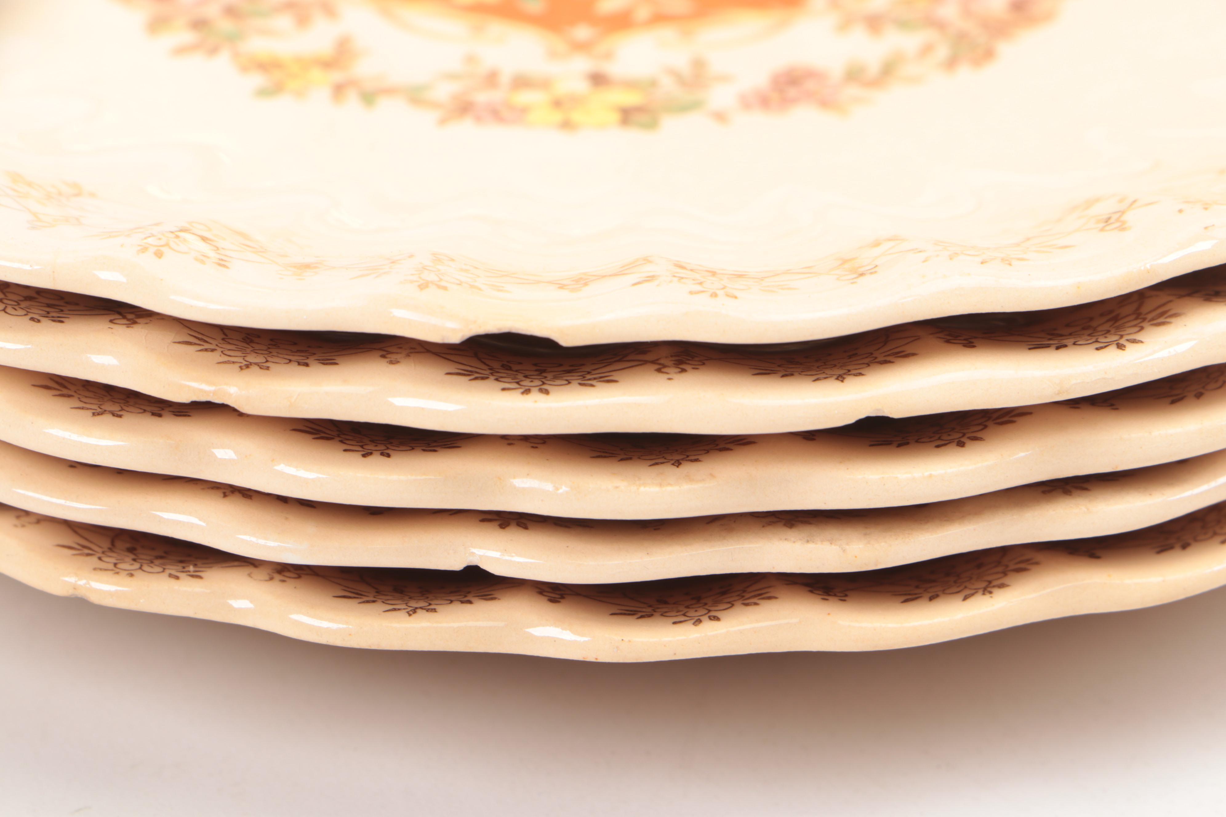 Sebring "Buddha" Dinnerware and Serving Pieces with Table Linens, 20th Century