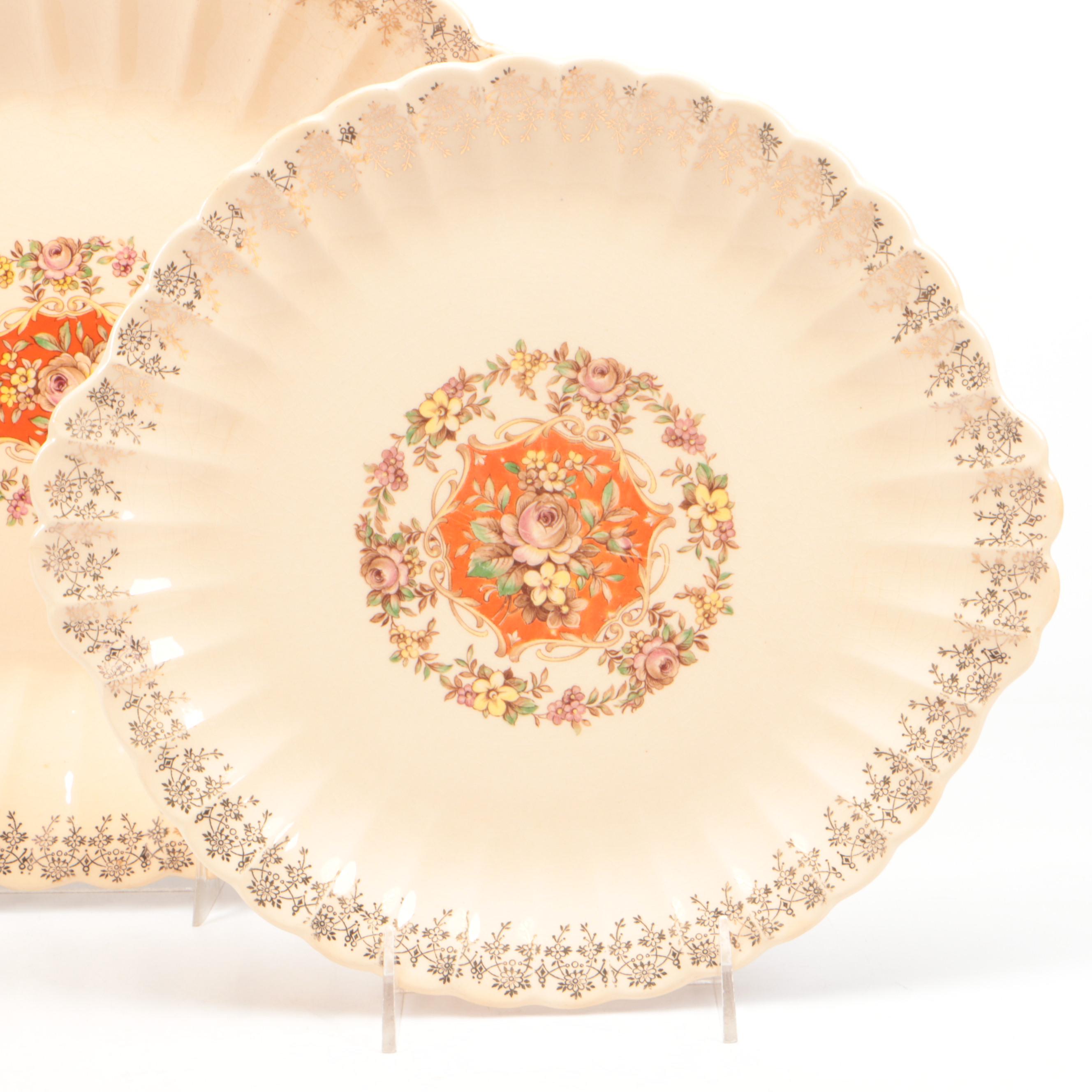 Sebring "Buddha" Dinnerware and Serving Pieces with Table Linens, 20th Century