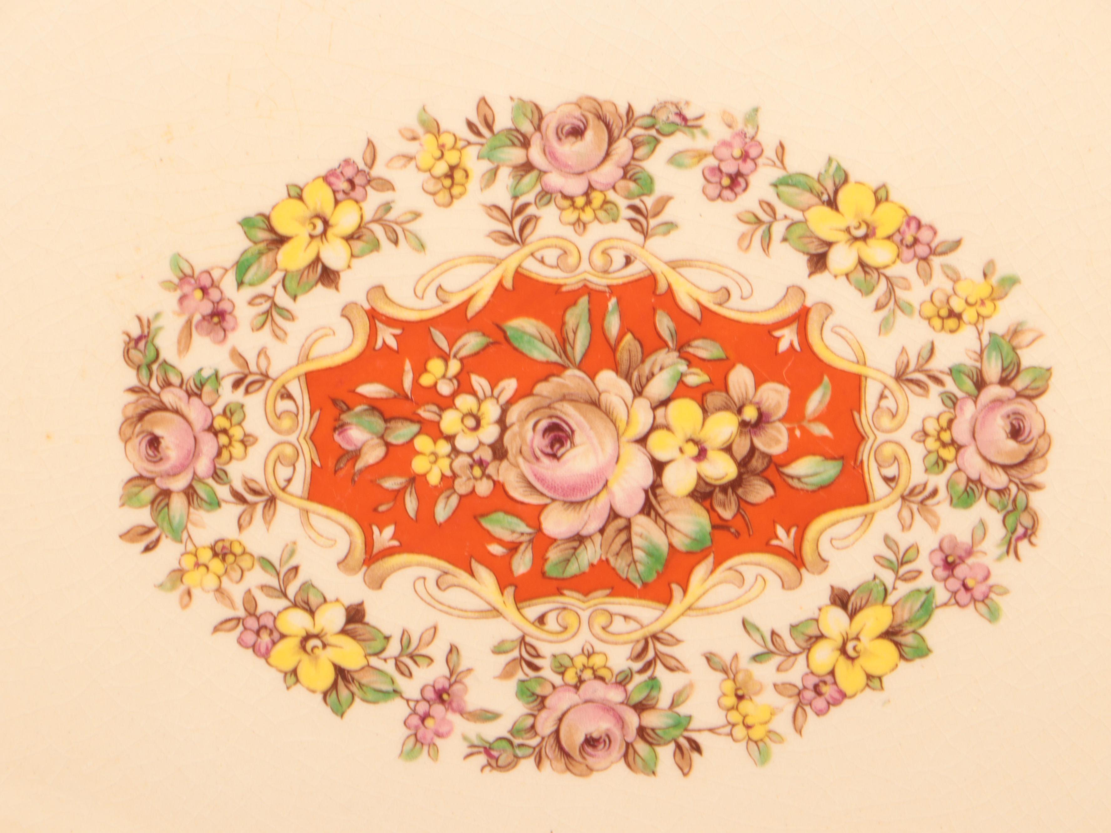 Sebring "Buddha" Dinnerware and Serving Pieces with Table Linens, 20th Century